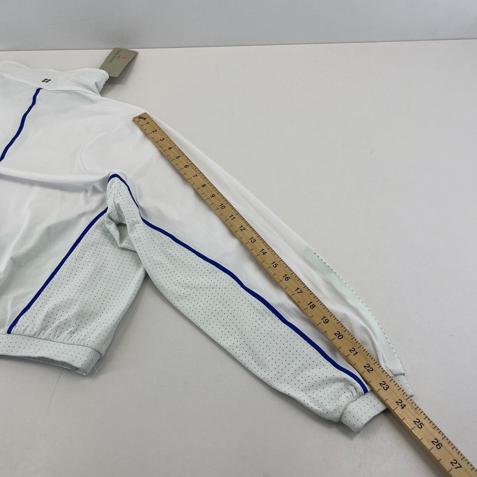 Sweaty Betty Gravity Run Half Zip Jacket Womens size M White Mint Green Pullover