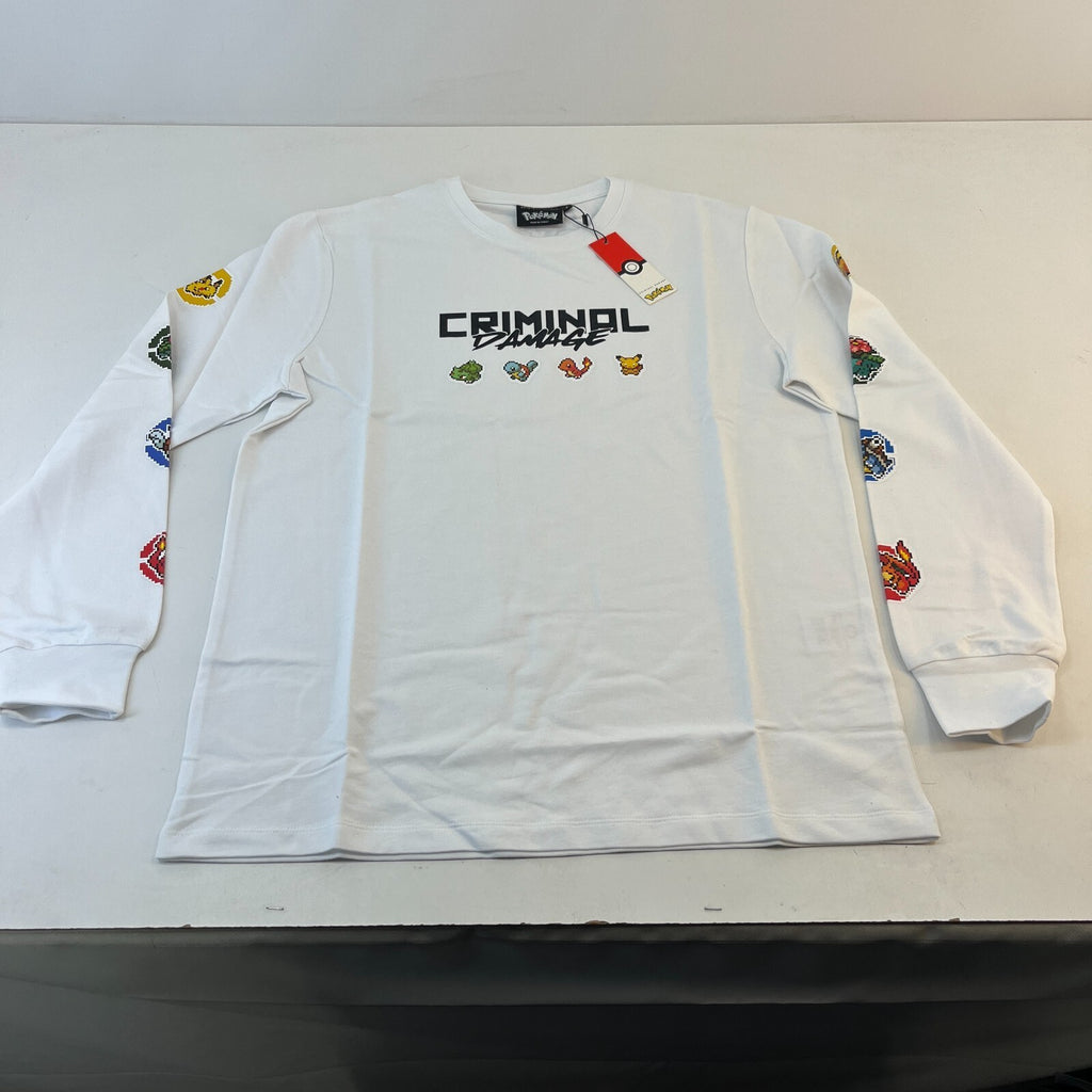 Criminal Damage Limited Edition Pokemon Sweatshirt White size Small - New