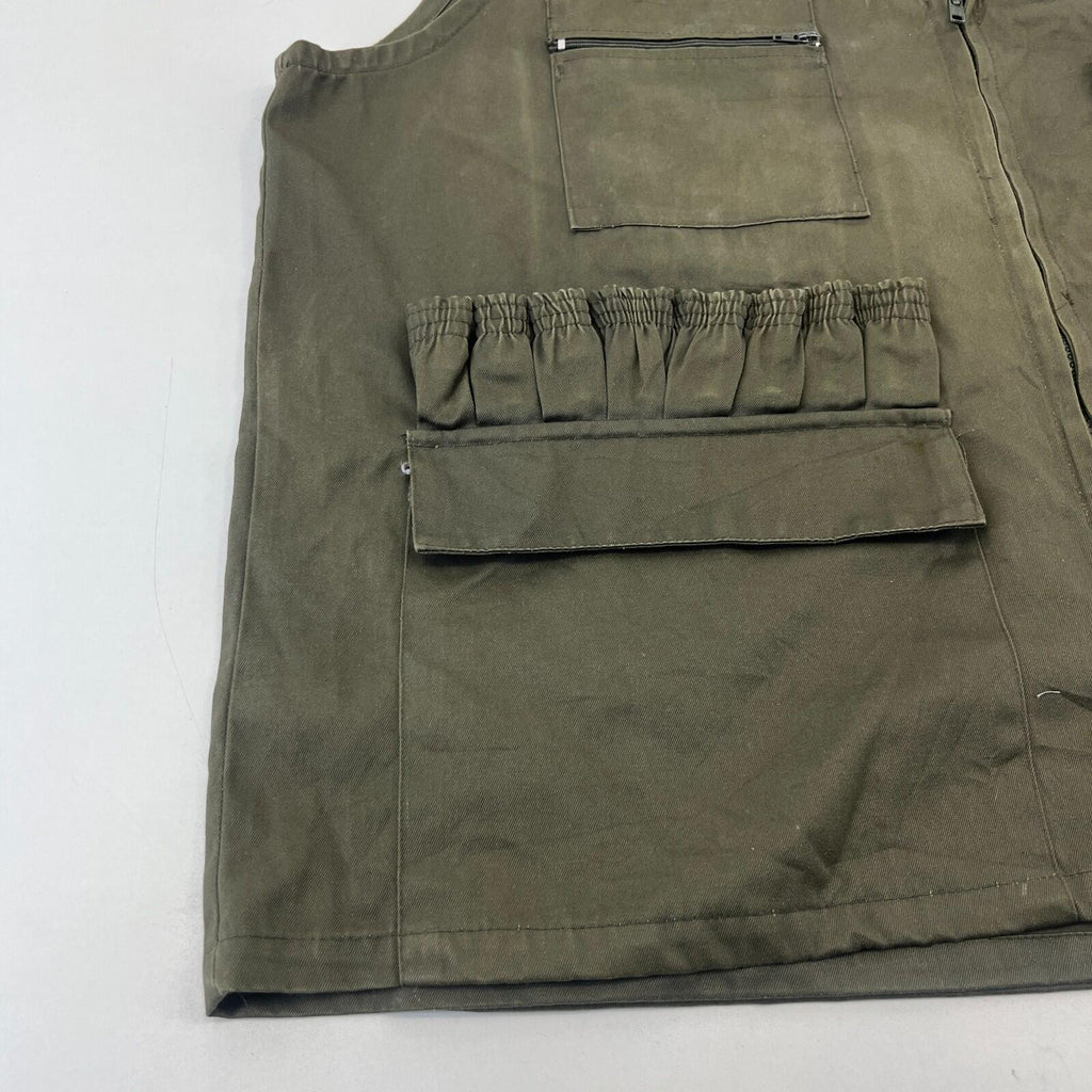 Canvas Waistcoat Gilet Shooting Vest Olive Green Fishing Gamekeeper size XL