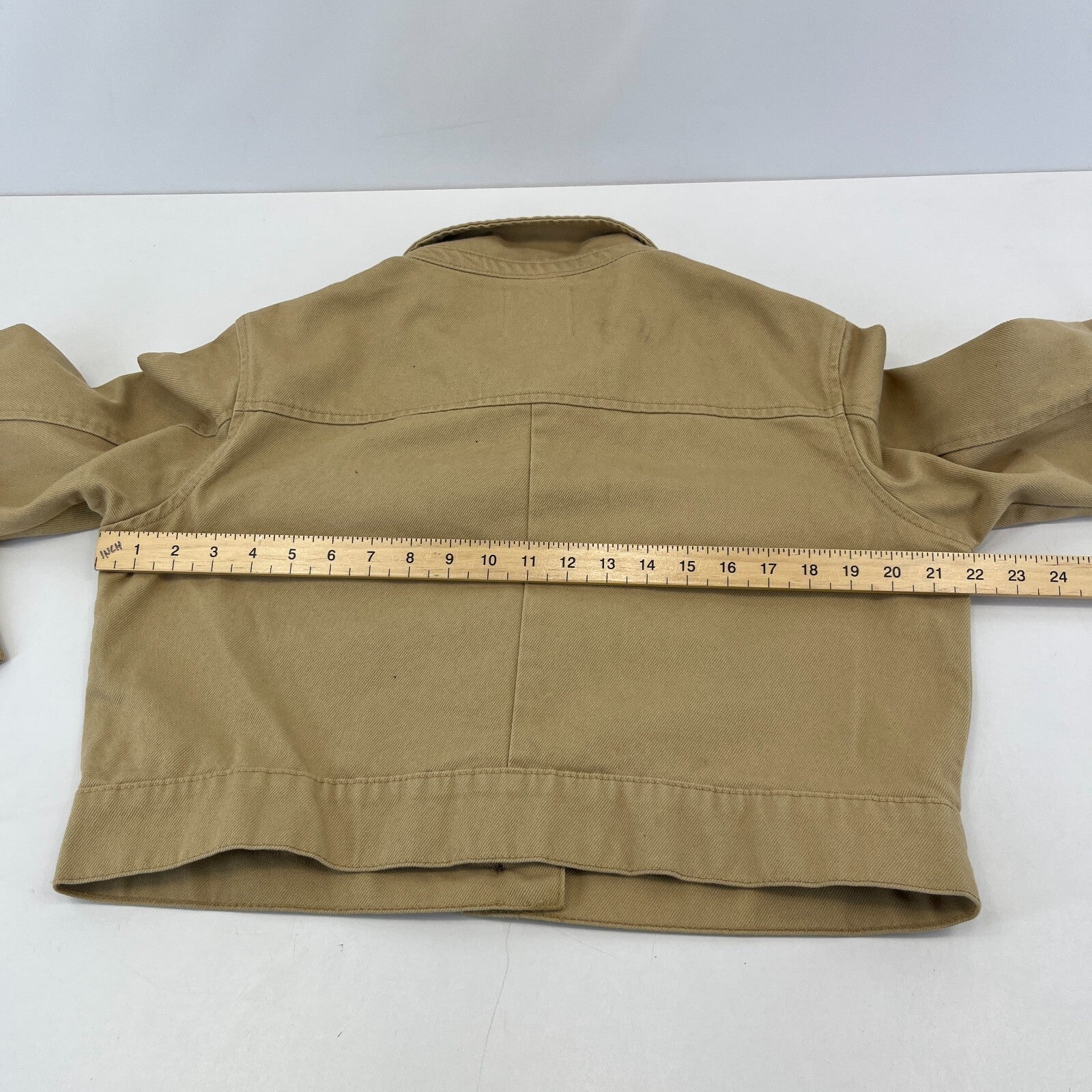 Denim Co Women’s Cropped Khaki Brown Denim Jacket UK size 10 Long Sleeve