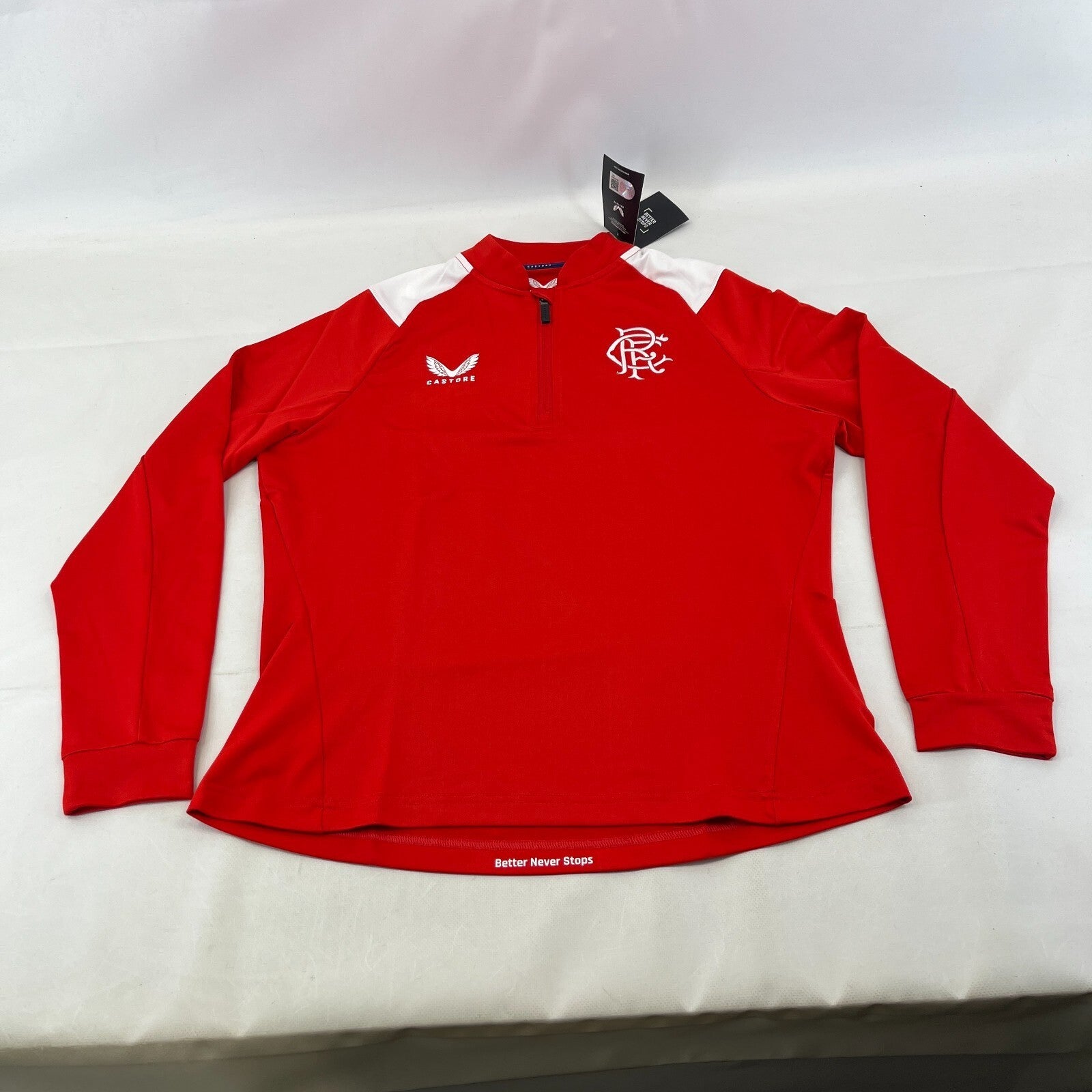Rangers Castore Match Day Quarter Zip Top Women's size 14 Red - New with Tags