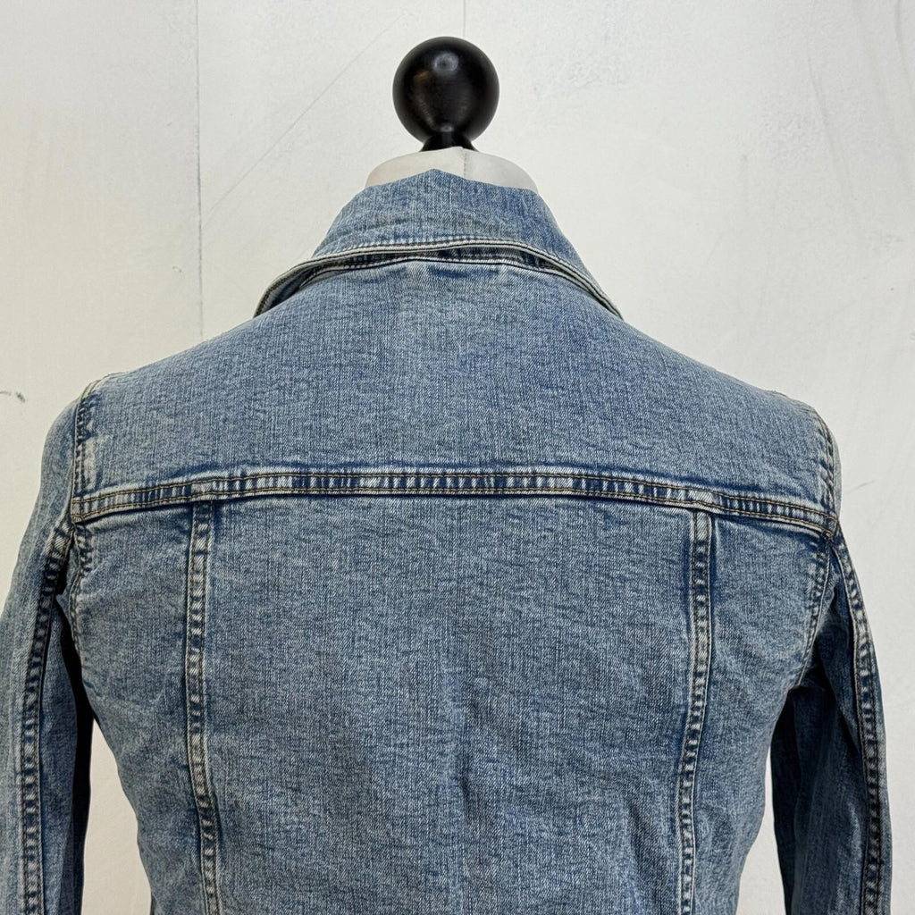 Joules Stretch Denim Jacket Mid Blue UK size 8 Women's with Pockets VGC