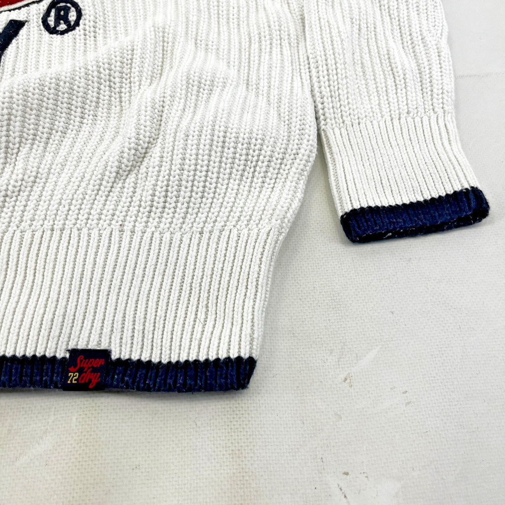 Superdry Women's  Chunky Cable Knit Jumper White & Black size 12
