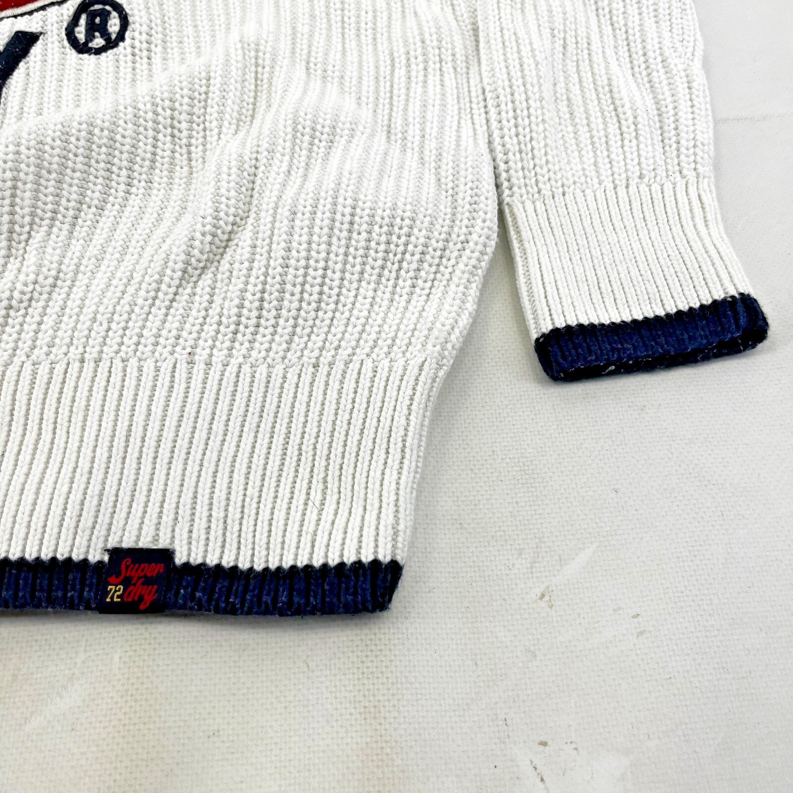 Superdry Women's  Chunky Cable Knit Jumper White & Black size 12