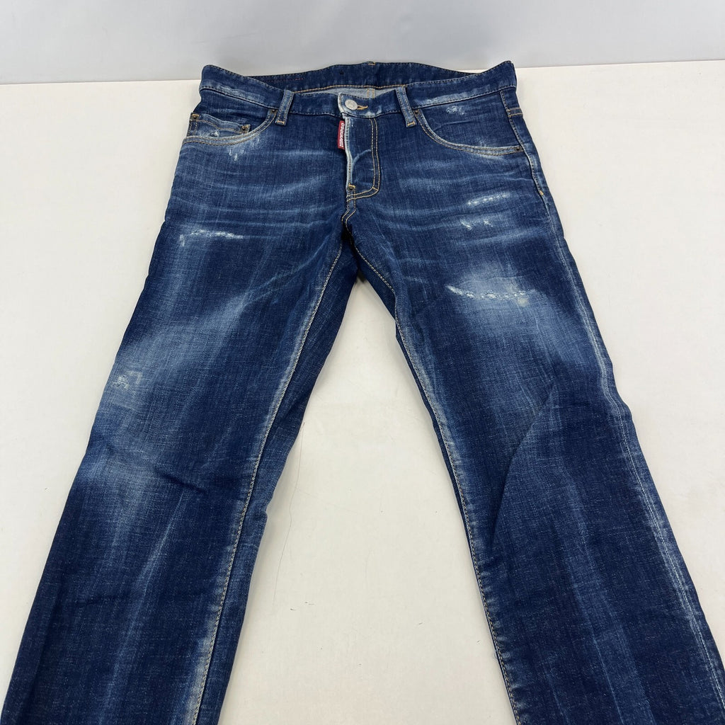 DSquared2 S74LB1010 Original Straight Fit Jeans size 46 W32" L29" Blue Distress