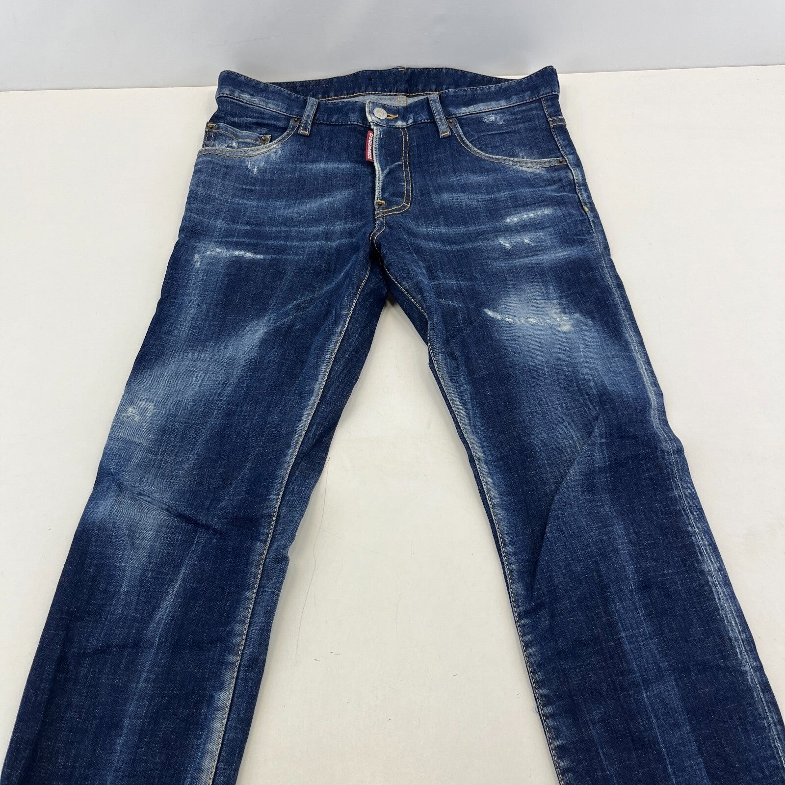 DSquared2 S74LB1010 Original Straight Fit Jeans size 46 W32" L29" Blue Distress