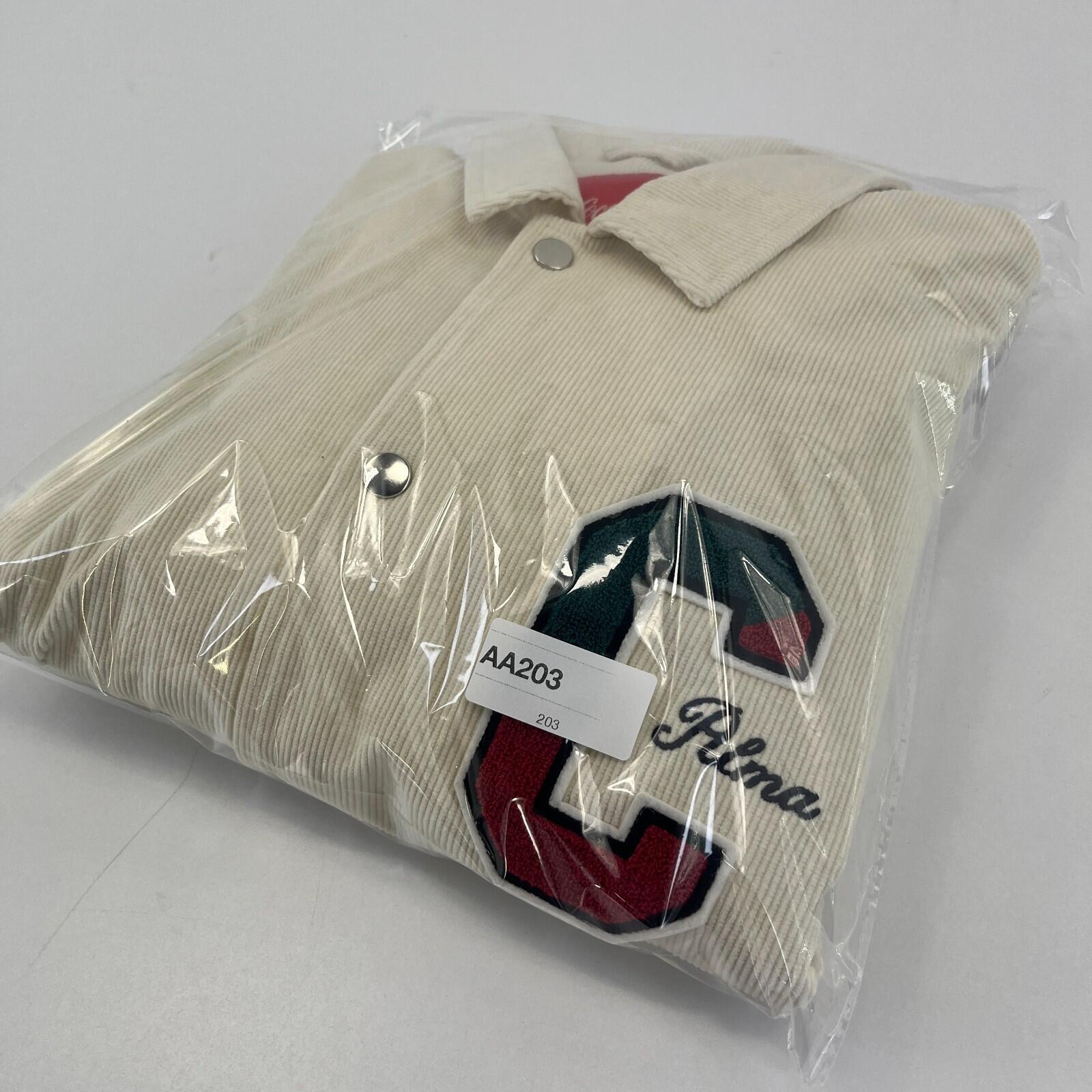 Rare Alma de Ace Coca Cola Micro Cord Varsity Jacket size Small in Cream