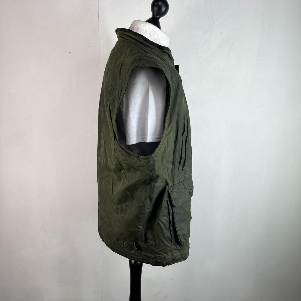 Stones Insulated Gilet Mens Green Waxed size L Shooting Country Vest Jacket