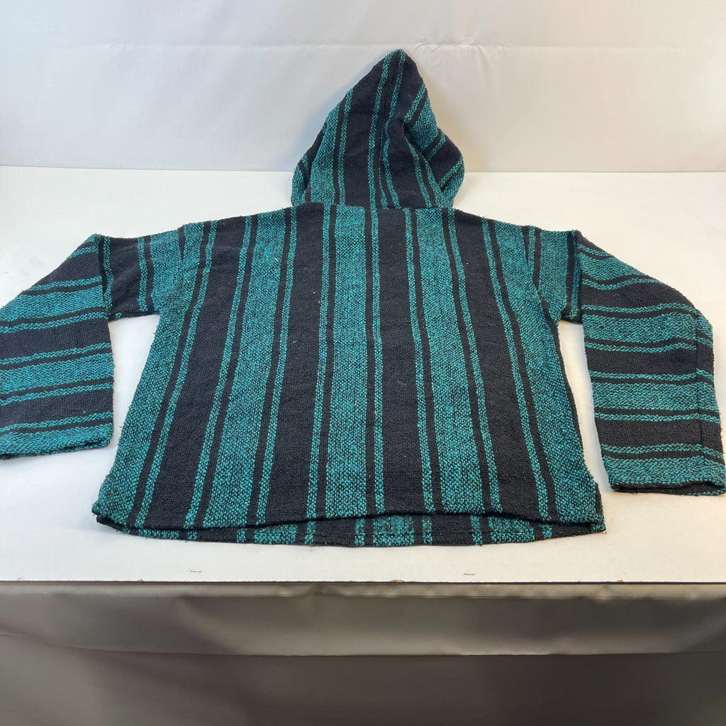 Earthbound Genuine Mexican Baja Hoodie Pullover Hippie Festival Green UK size L