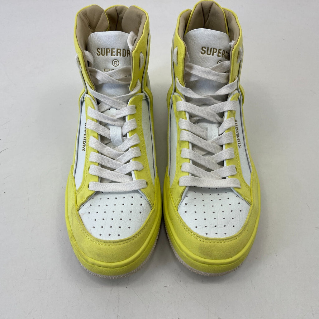 Superdry High Top Trainers - Vegan Leather Yellow White Neutral size UK 4 EU 37