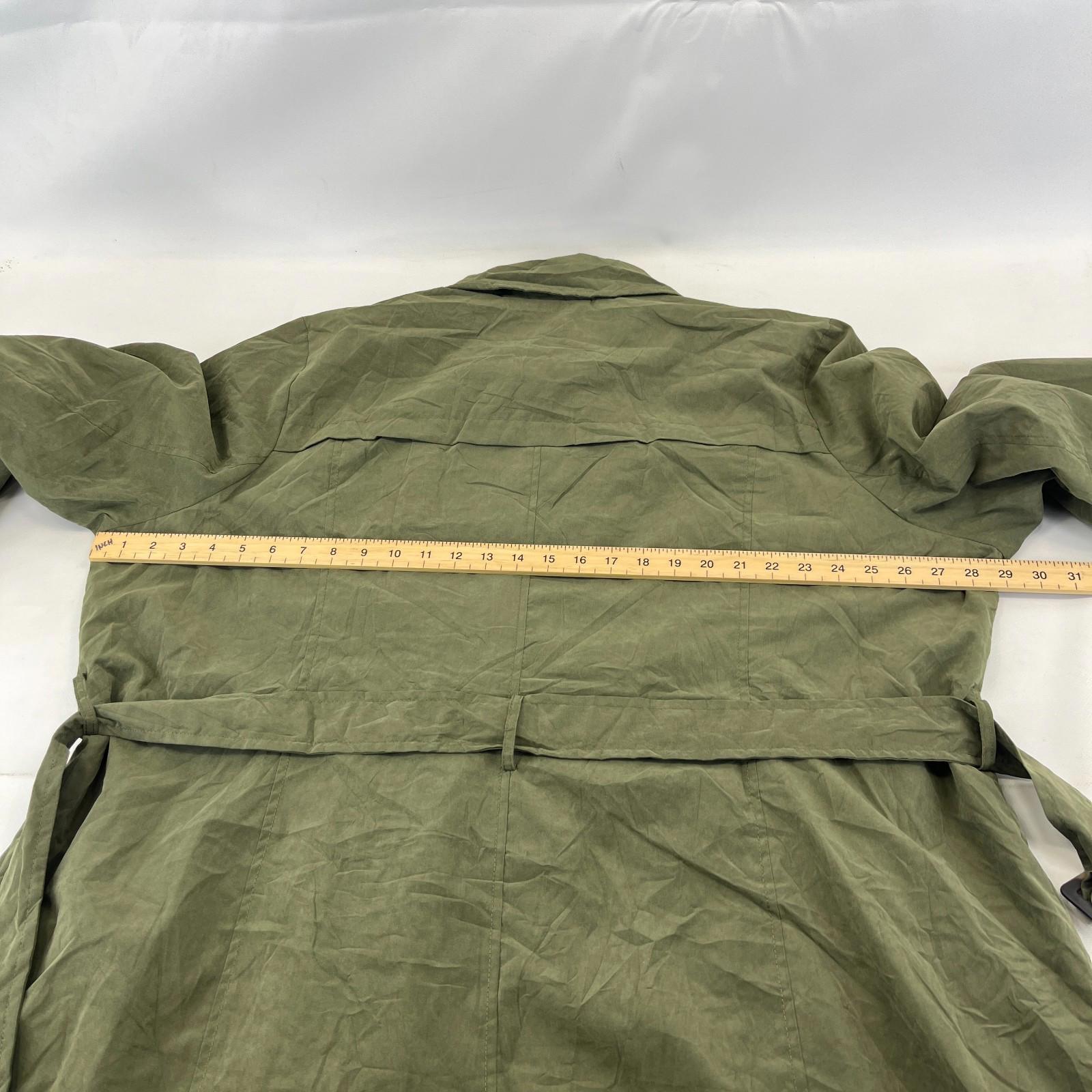 Sears Vtg Distressed Look Military Trench Coat Olive Green Belted - Women's 3XL