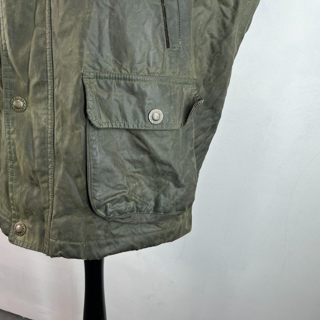 Stones Insulated Gilet Mens Green Waxed size L Shooting Country Vest Jacket