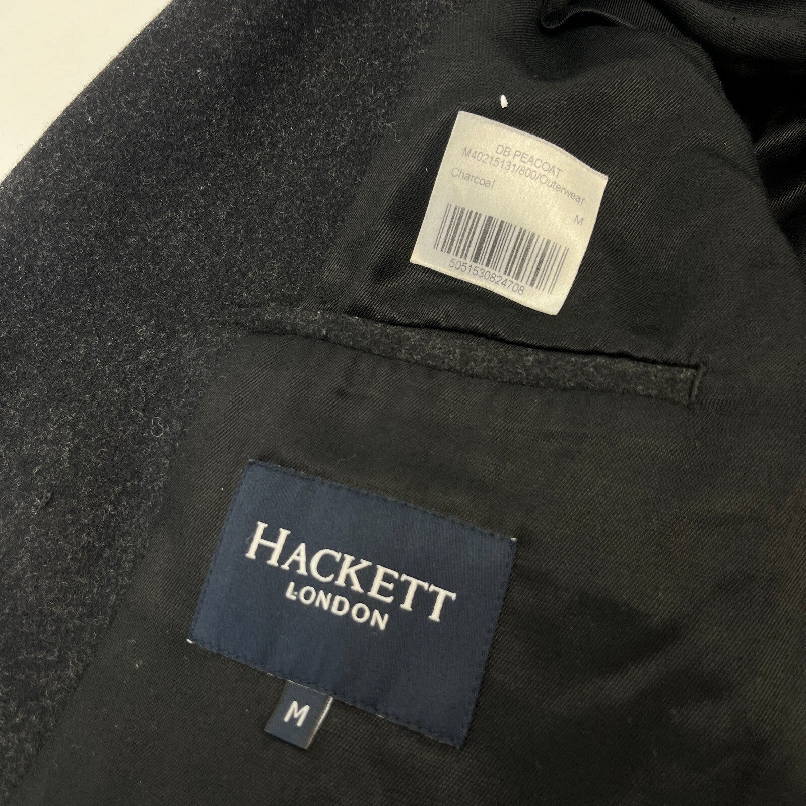 Hackett London Men's Double Breasted Peacoat Charcoal Grey size M
