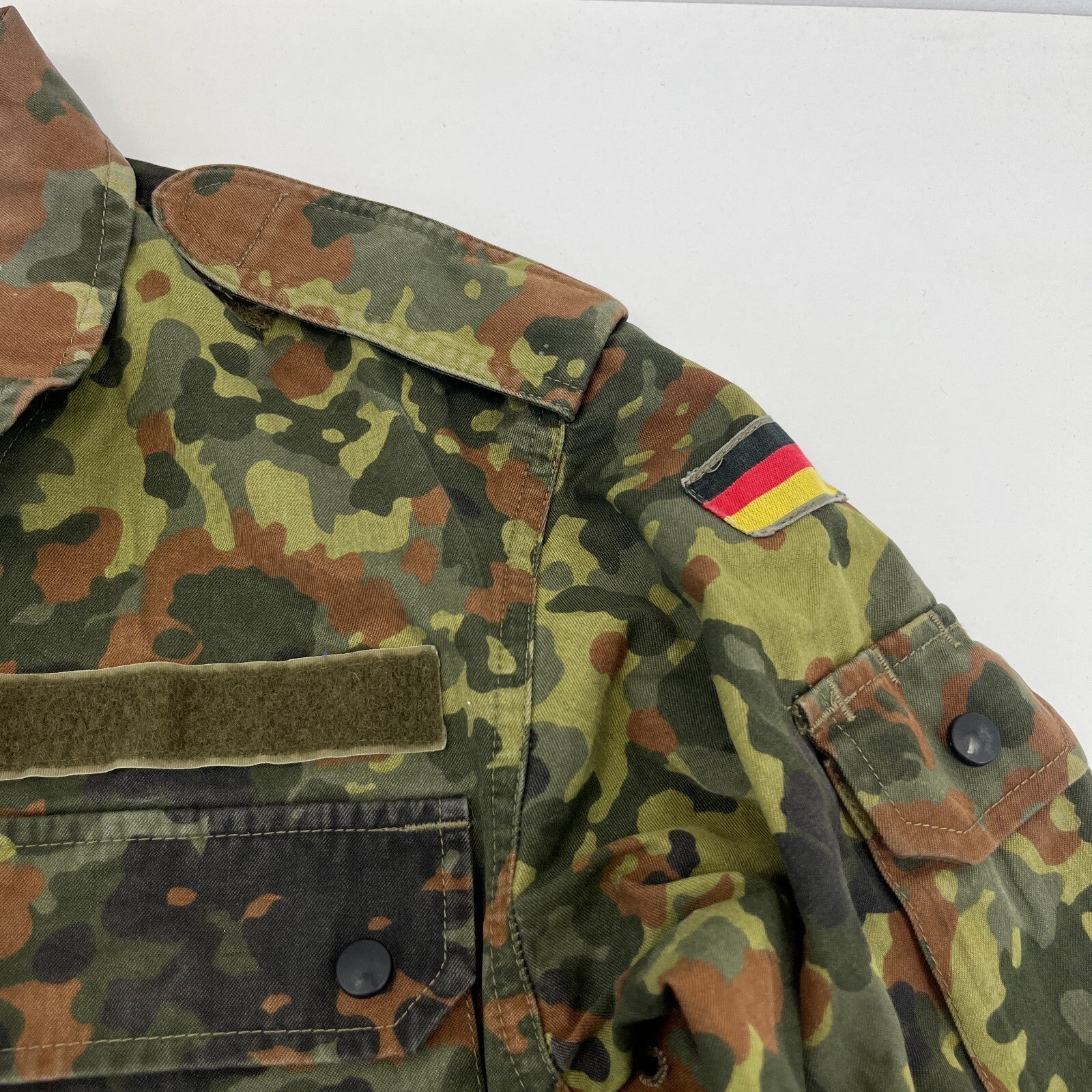 Vtg German Army Flecktarn Camouflage Summer Jacket Combat Green Gr.1 (UK M)