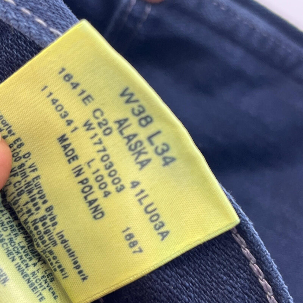 Wrangler Alaska Jeans Men Dark Blue Denim Straight Regular W38" L34"