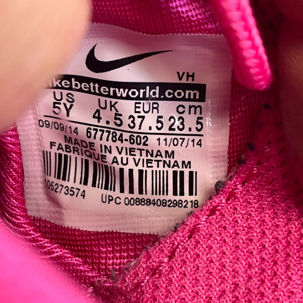 Nike Roshe Run Flyknit Trainers Pink & Green Floral size UK 4.5  EU 37.5
