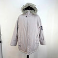 Reebok Fishtail Parka Grey with Faux Fur Fringe - size Medium Oversized