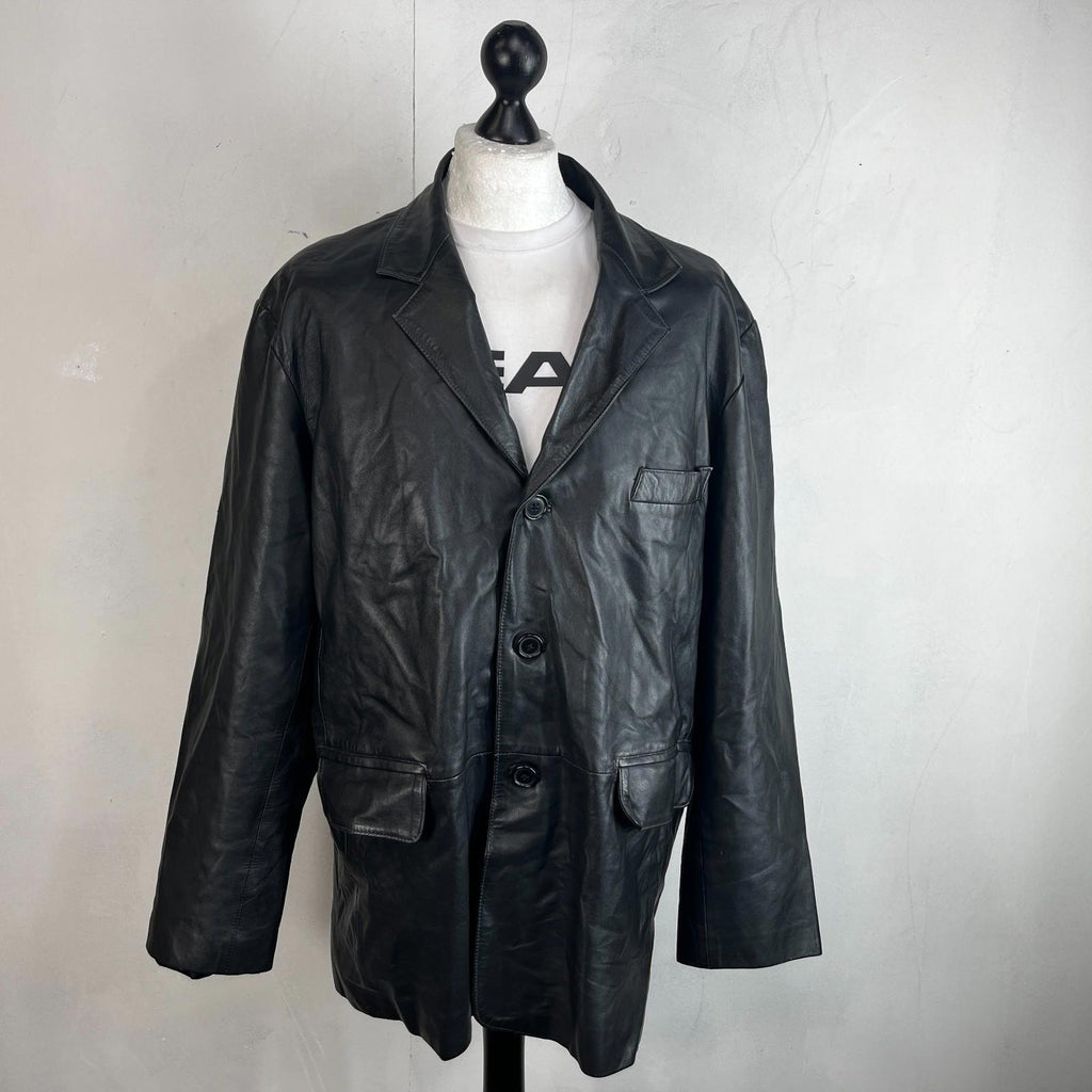 Calculus London Men's Soft Leather Jacket in Black size 2XL