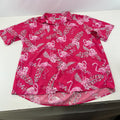 Hawaiian Vacation Mens Pink Flamingo Shirt Design Short Sleeve Holiday size 2XL