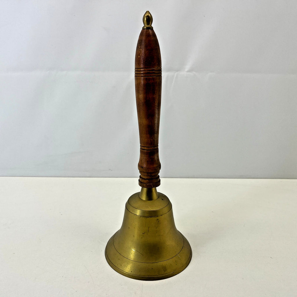 Vintage Large Brass Hand Bell School Town Crier Bell 33cm - 13cm Diameter Loud