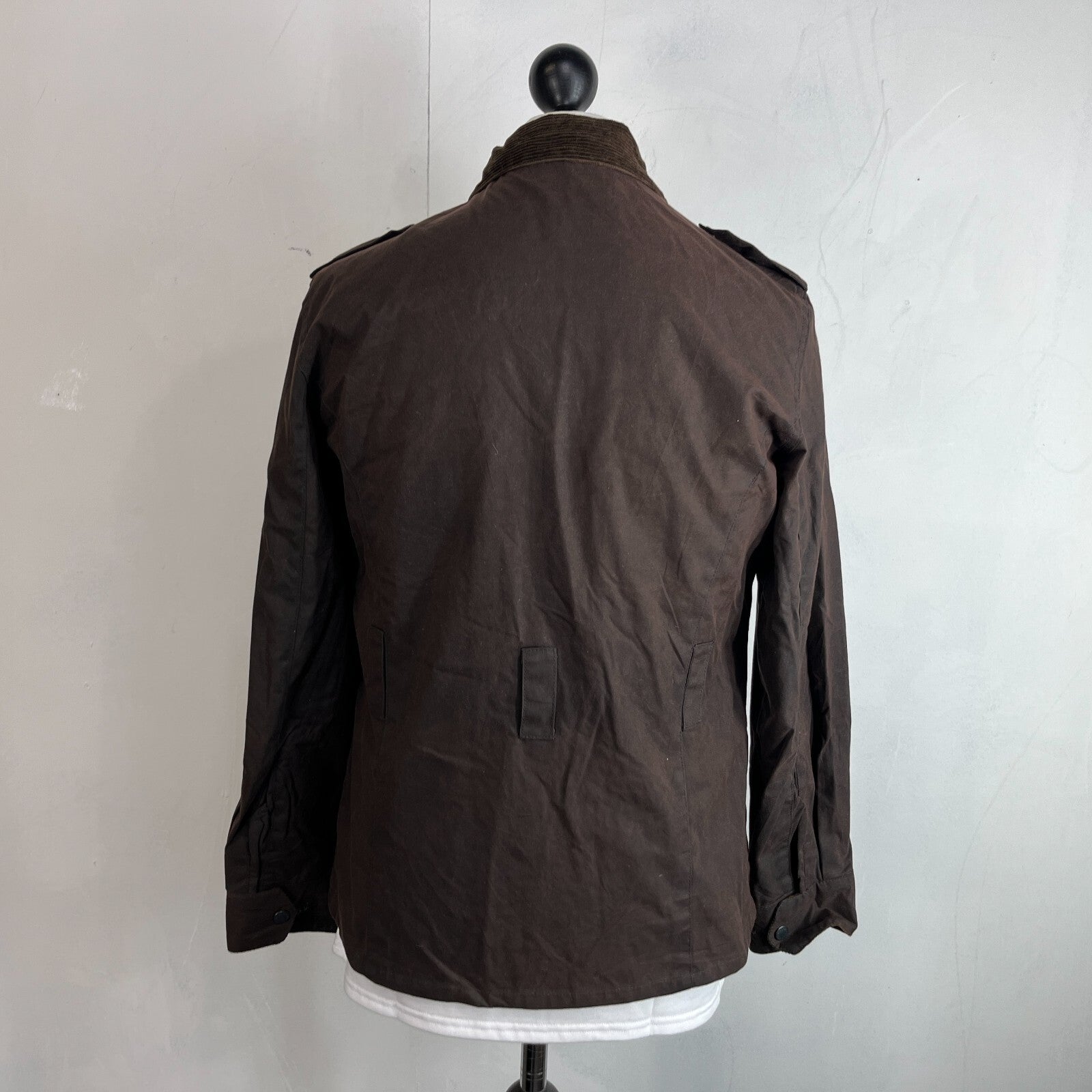 Mc Orvis Wax Jacket Womens size S Brown Country Coat with Corduroy Collar