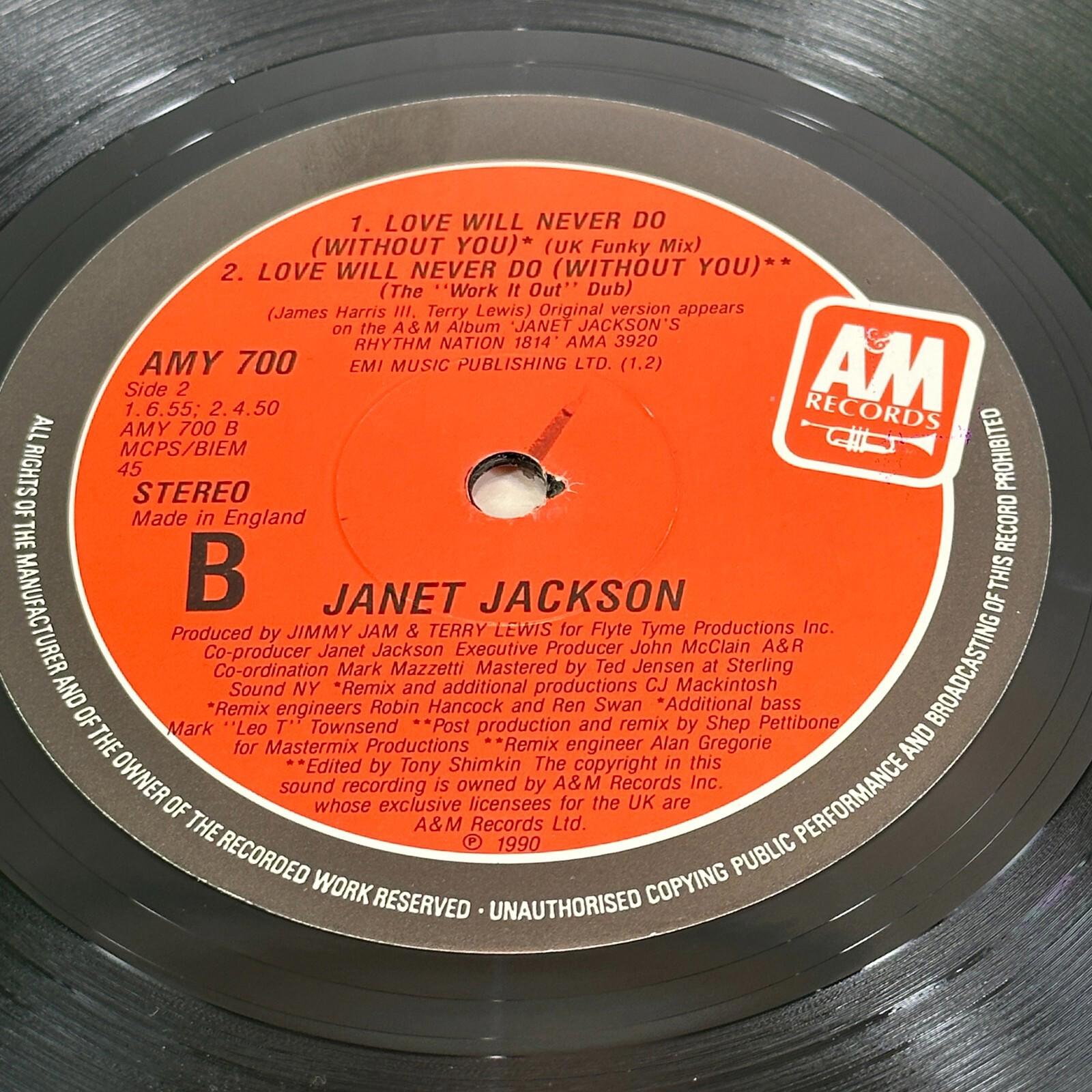 Janet Jackson 12" Vinyl Single Love Will Never Do (Without You) NM/VG