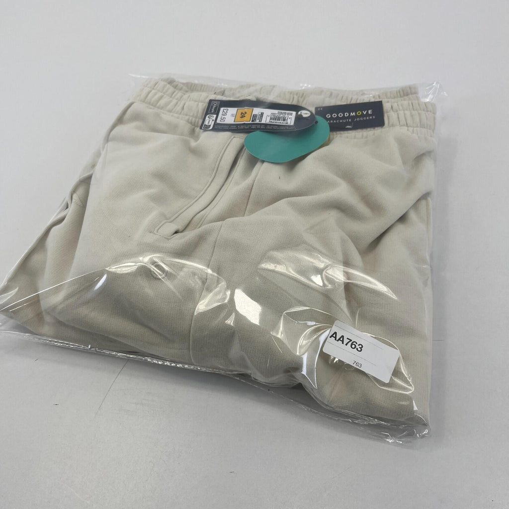 M&S Ladies Goodmove Parachute Joggers Cuffed Trousers Pants Cream UK size 24 New