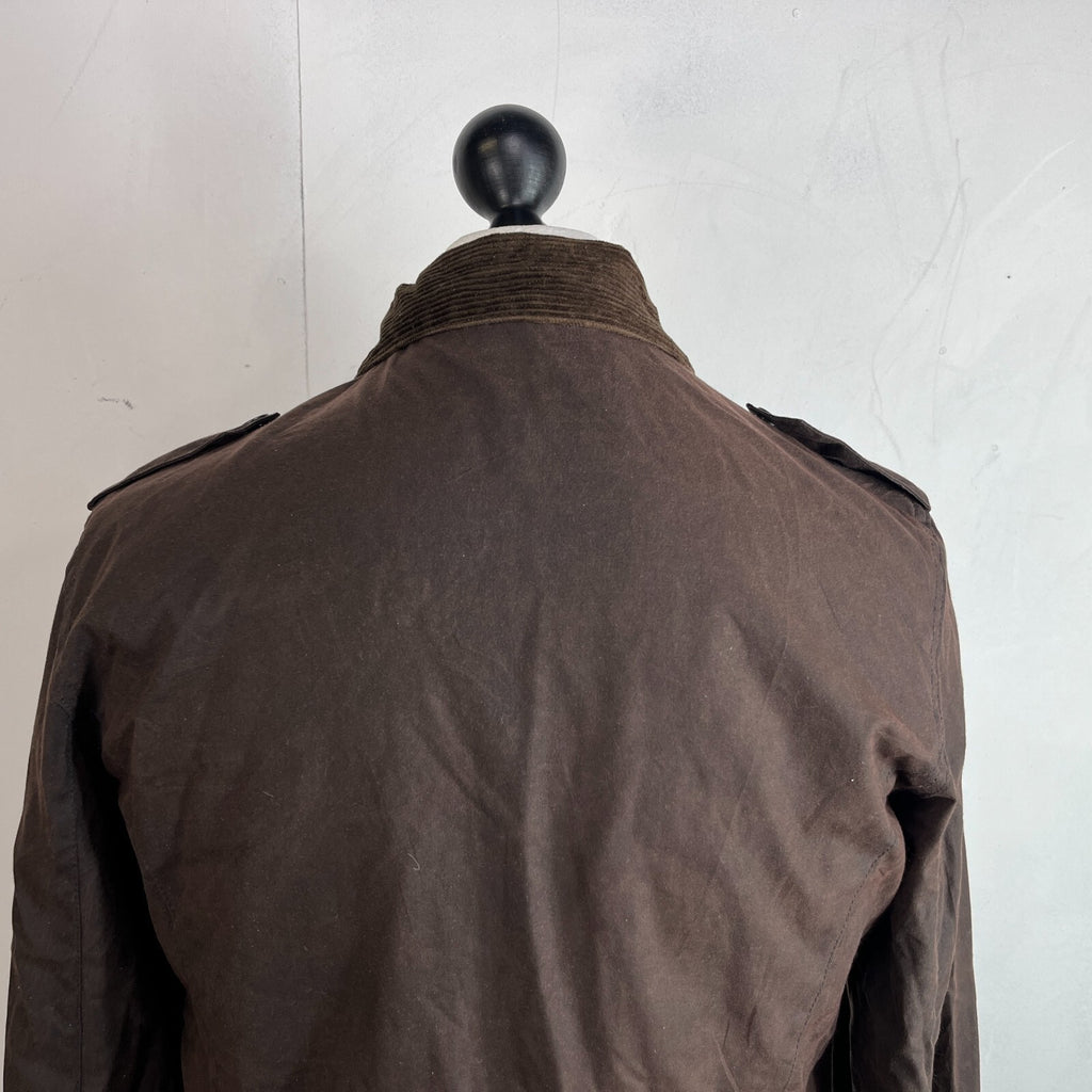 Mc Orvis Wax Jacket Womens size S Brown Country Coat with Corduroy Collar