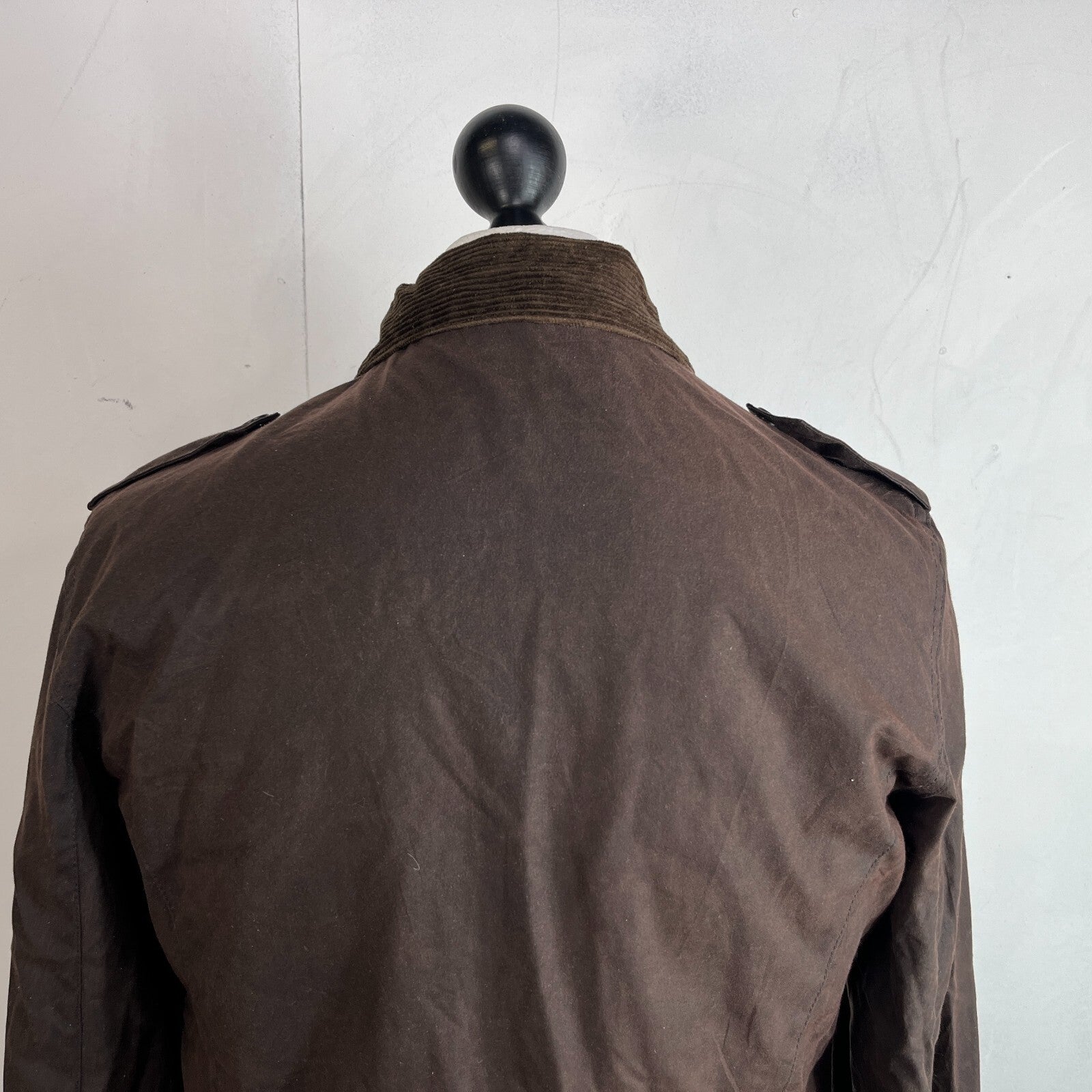 Mc Orvis Wax Jacket Womens size S Brown Country Coat with Corduroy Collar