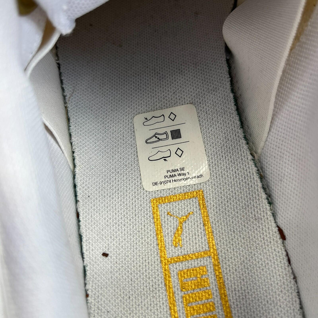 Puma Patent Kiss Trainers in White & Gold with Wide Laces size UK 8 EU 42