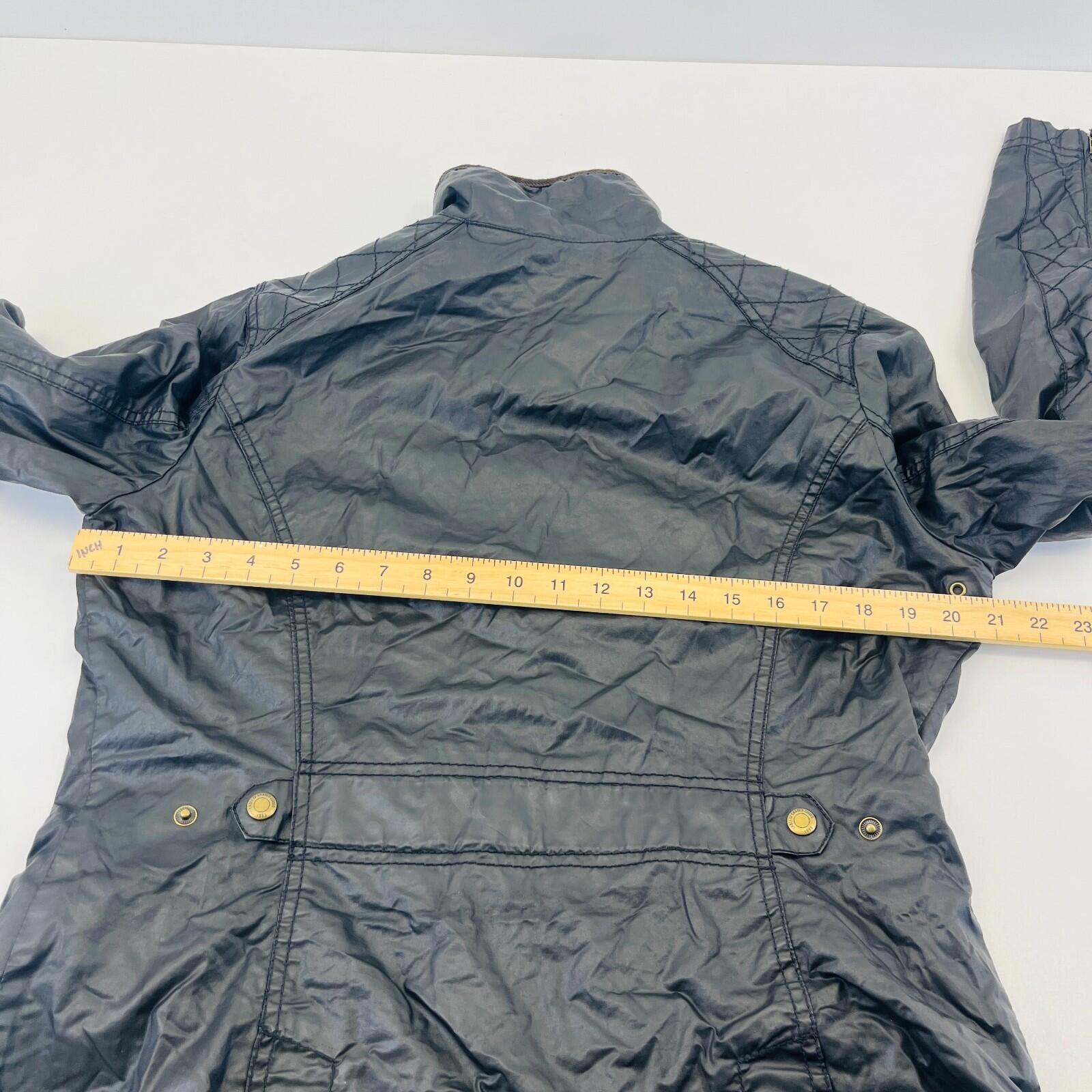H&M Women's Wax Jacket in Black with Cord Collar size 14