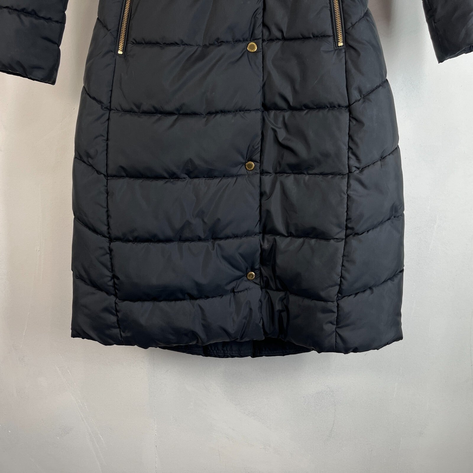 Barbour International Track Line Long Quilted Hooded Coat - Black - UK size 6
