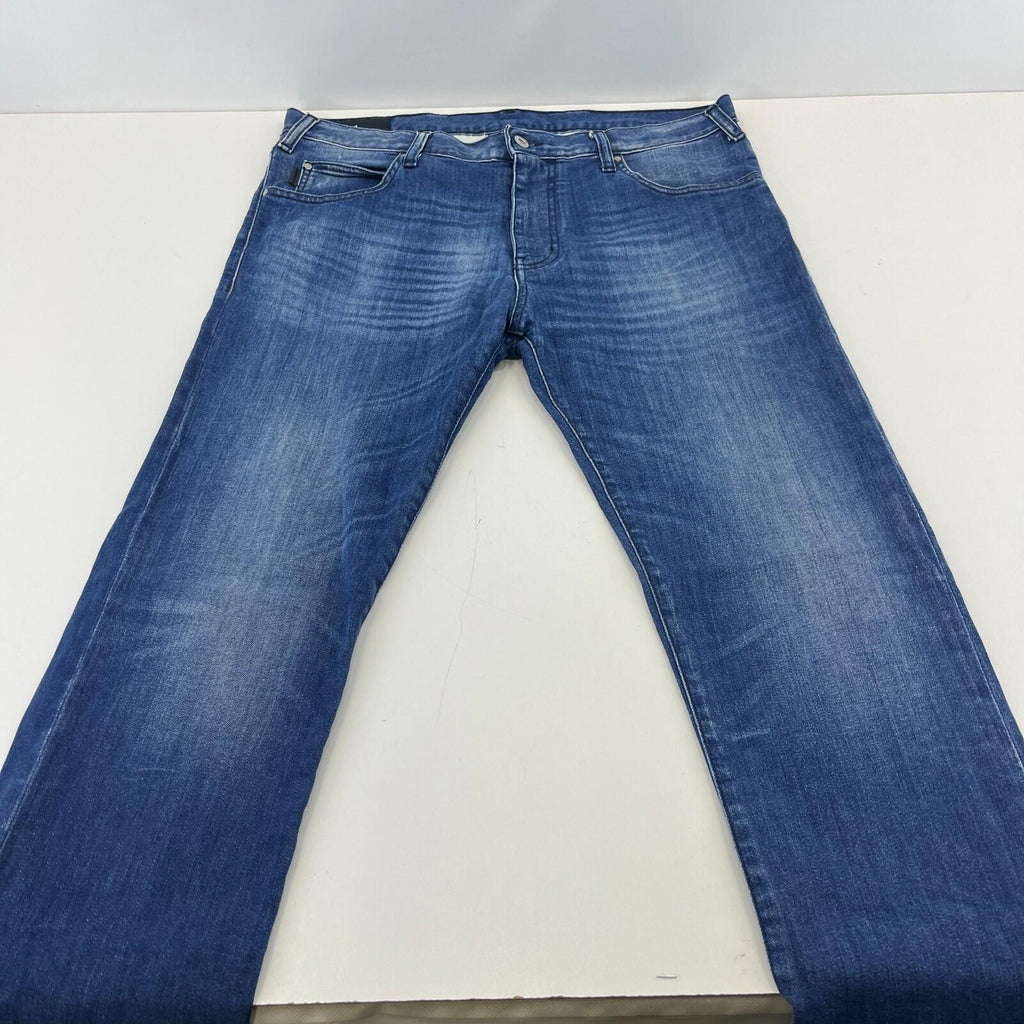 Armani Men's Jeans in Blue Denim W38" L31" Slim Fit Straight Leg