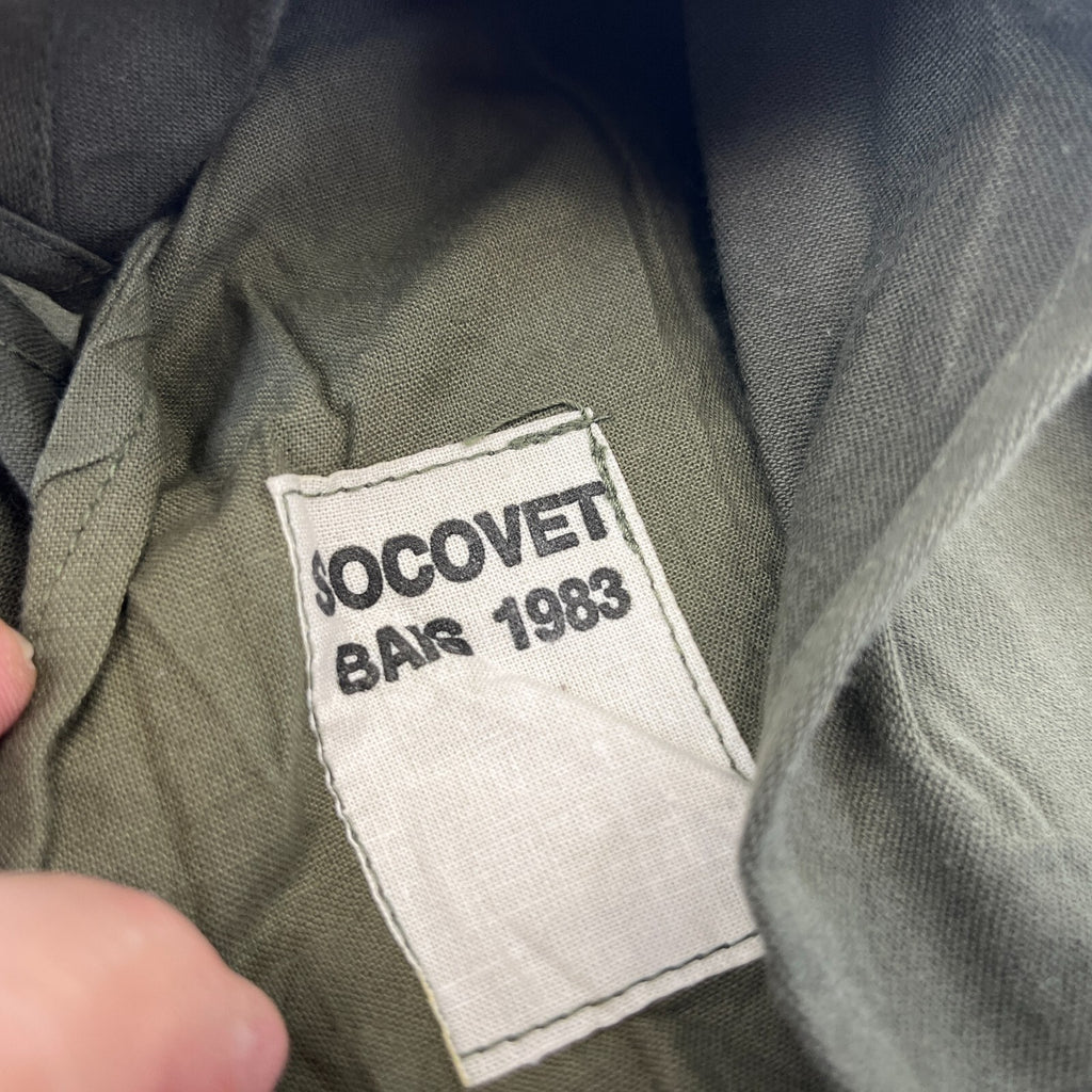 Vintage 1983 Socovet French Army Jacket Fatigue Smock Olive Green size 92C (M)
