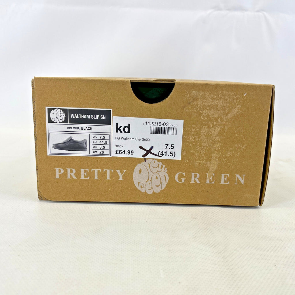 Pretty Green Waltham Slip On Shoes Moccasin Loafers Men's Black Leather size 7.5