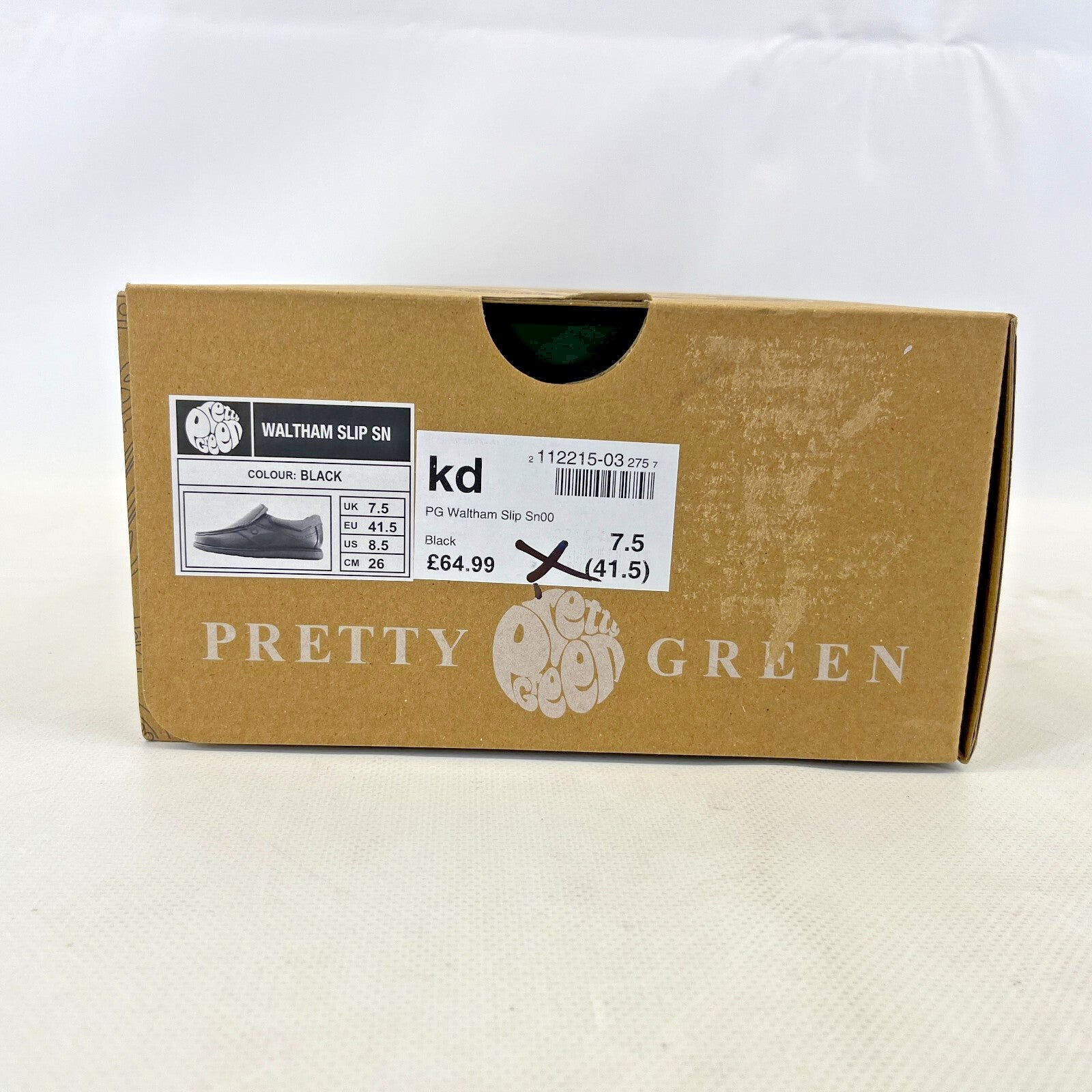 Pretty Green Waltham Slip On Shoes Moccasin Loafers Men's Black Leather size 7.5