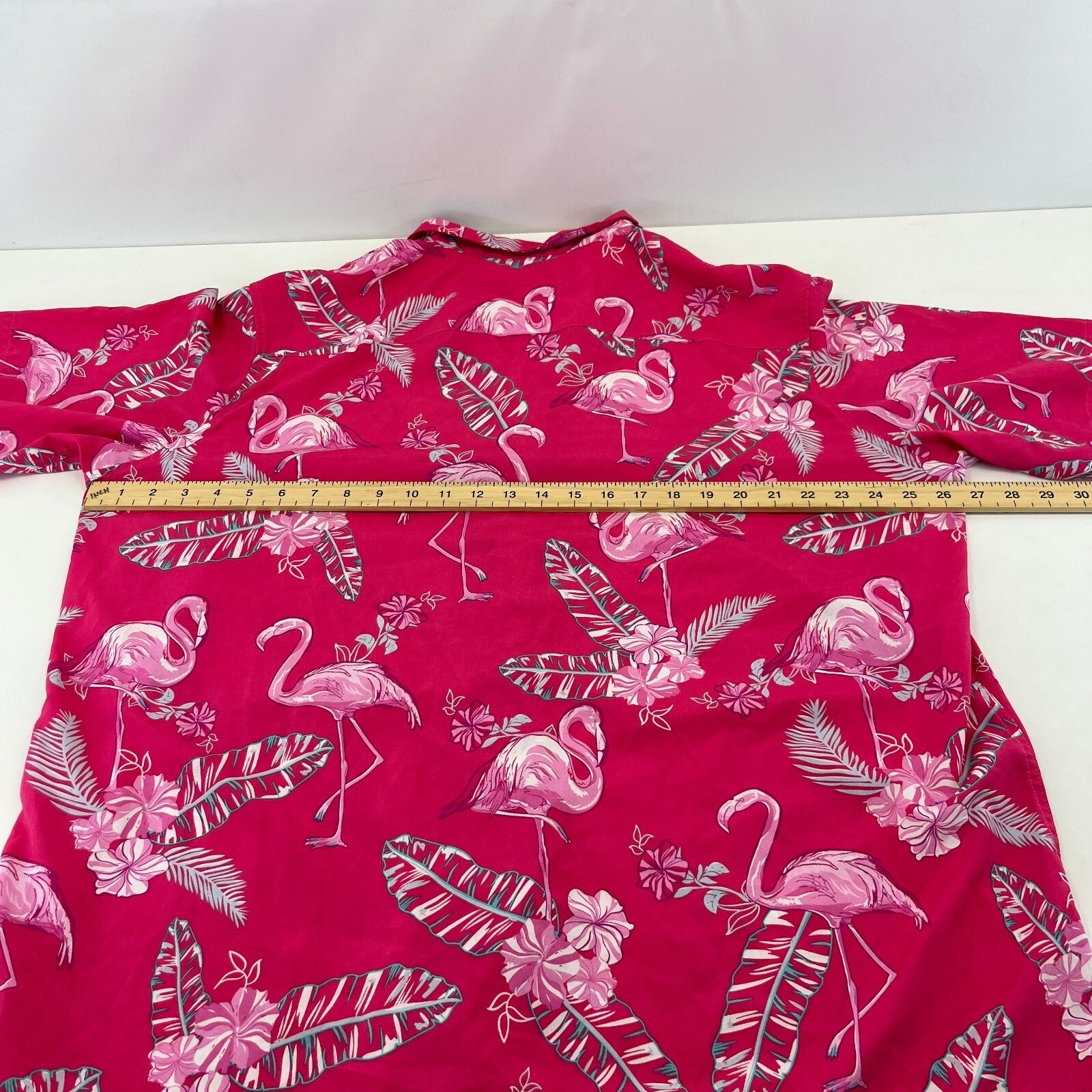 Hawaiian Vacation Mens Pink Flamingo Shirt Design Short Sleeve Holiday size 2XL