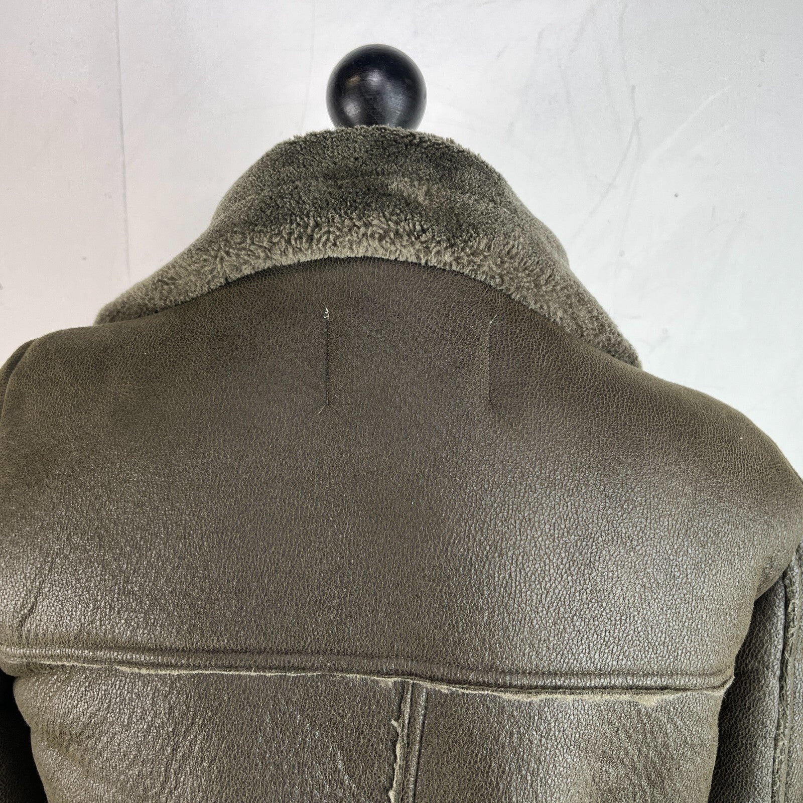 Zara Brown Faux Shearling Fur Lined Jacket Aviator Brown with Belt size Medium