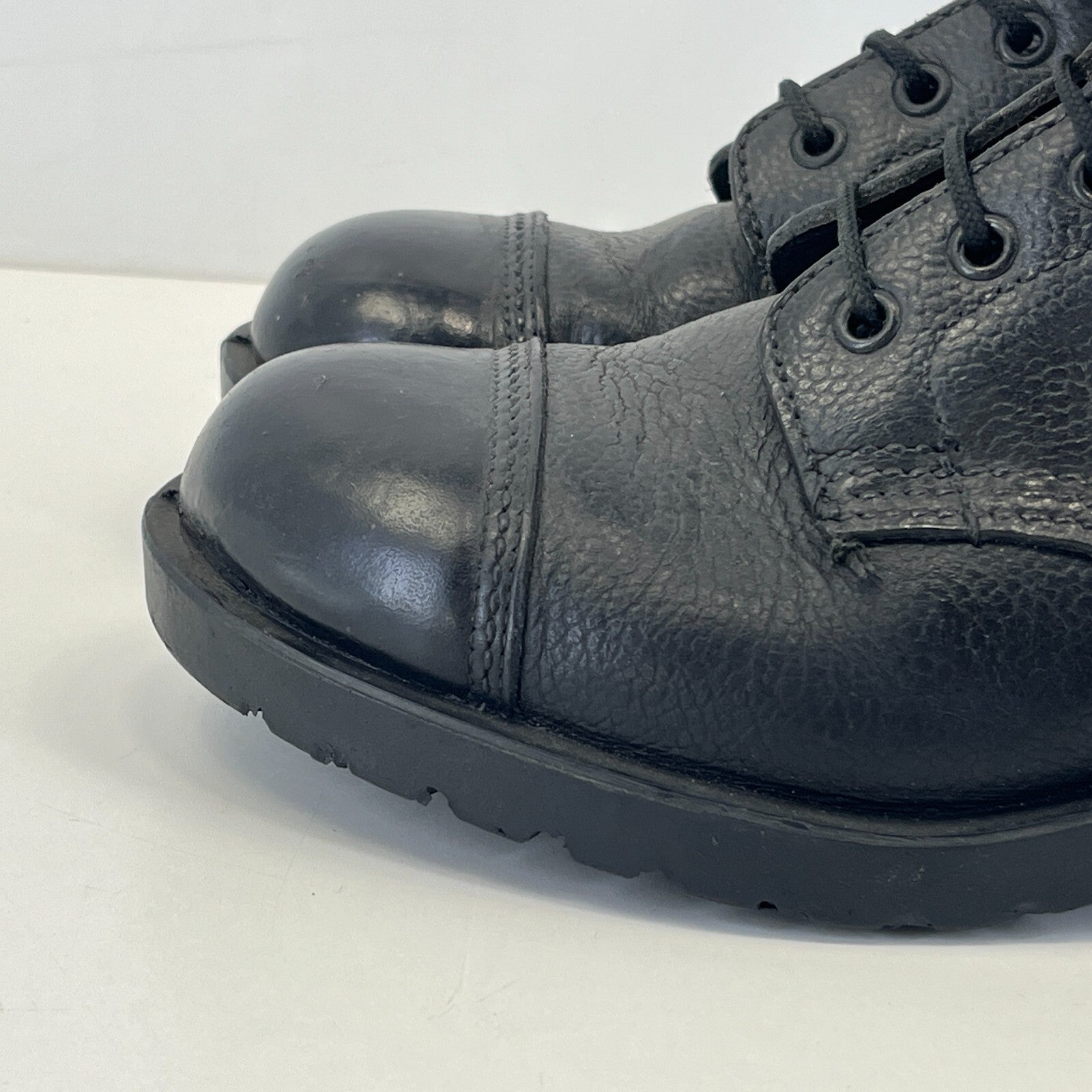 Vintage British Military Black Parade Boots with Capped Toe size 6 M