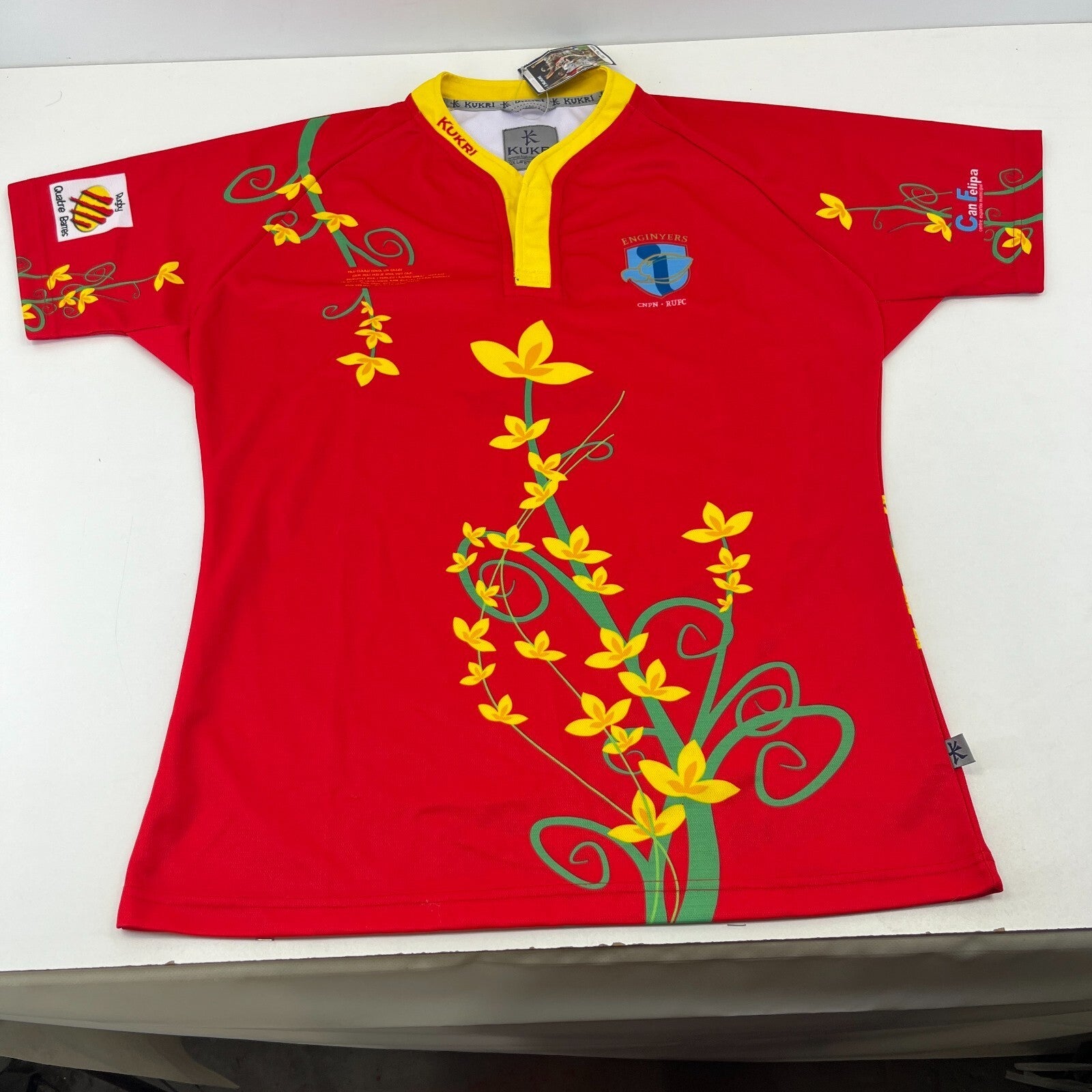 Kukri Enginyers RUFC Short Sleeve Rugby Shirt Red & Yellow Women's size 2XL  New
