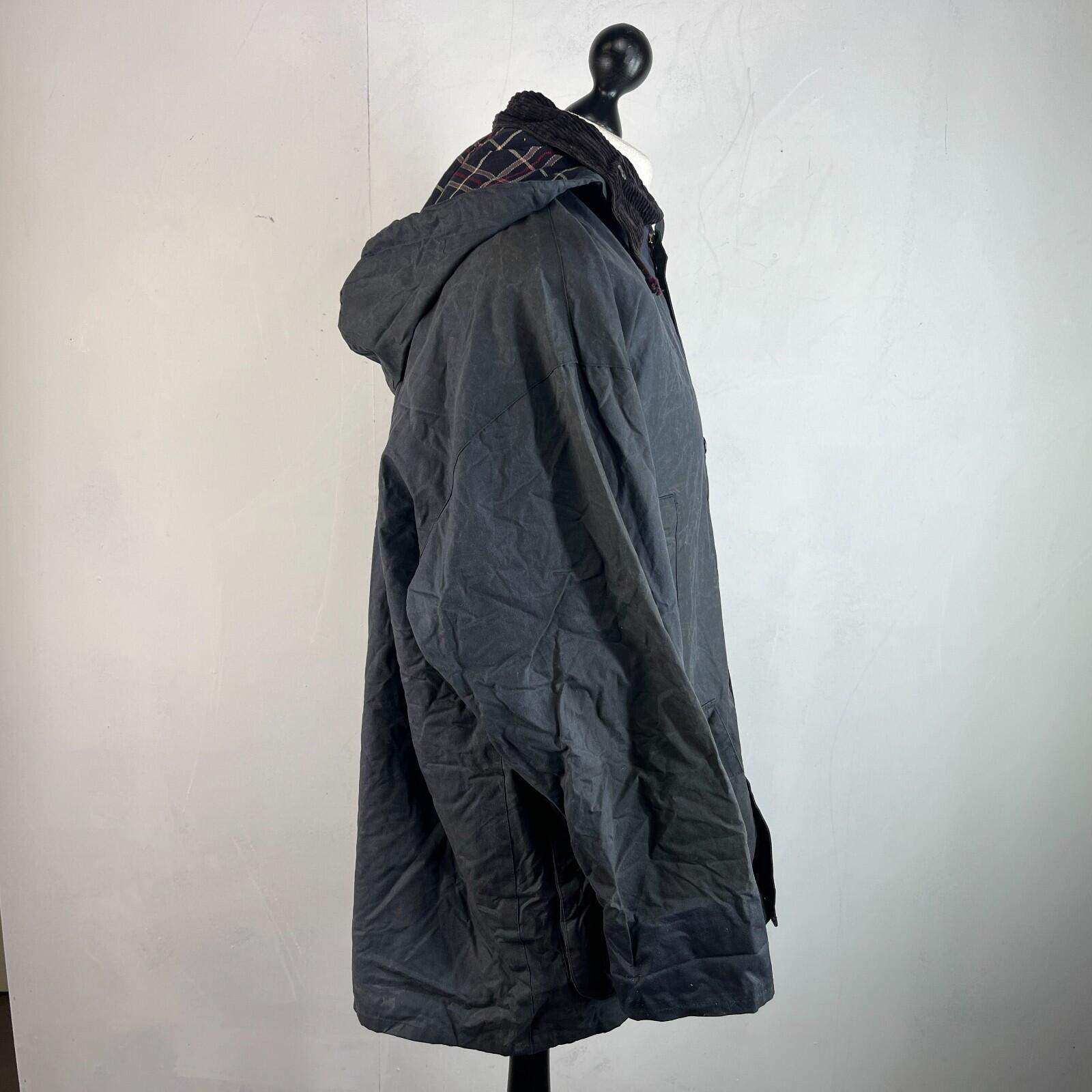 Mc Orvis Wax Jacket Mens size M Black Waxed Coat with Hood Made in the UK