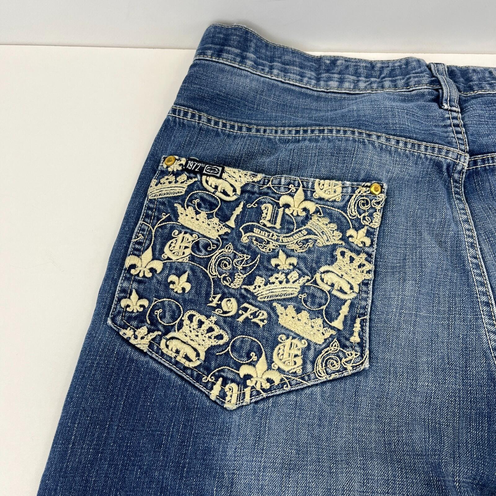 Vintage Ecko Unltd Baggy Embroidered Hip Hop Skate Jeans W38" L32"