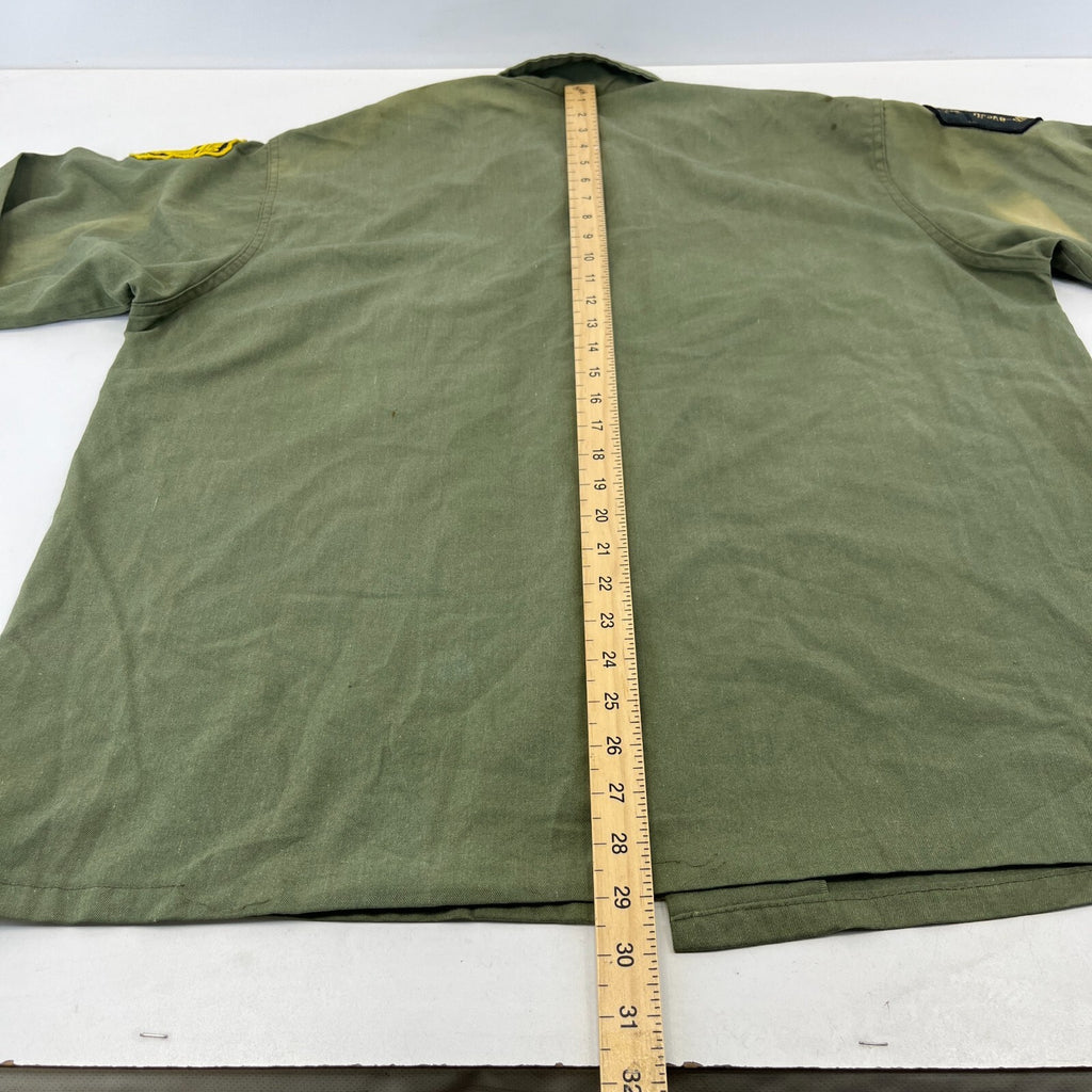Vintage 60s/70s Oklahoma DOC Shacket Jacket Heavy Shirt XL Khaki Green + Badges