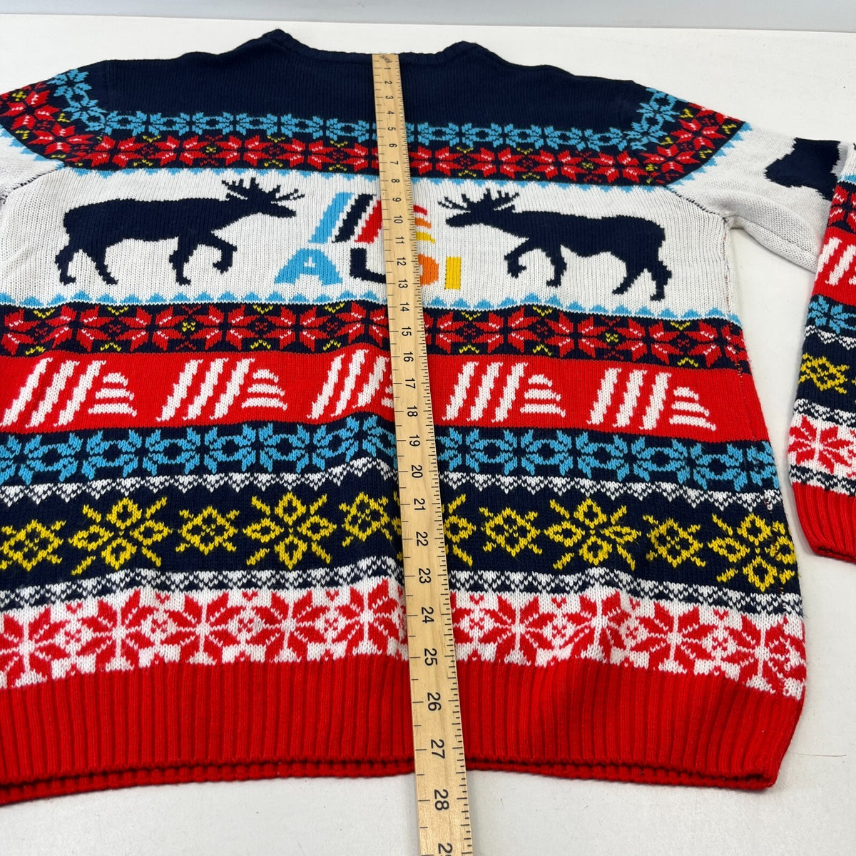 Vintage Aldi Christmas Jumper size XL Unisex - Blue/Red