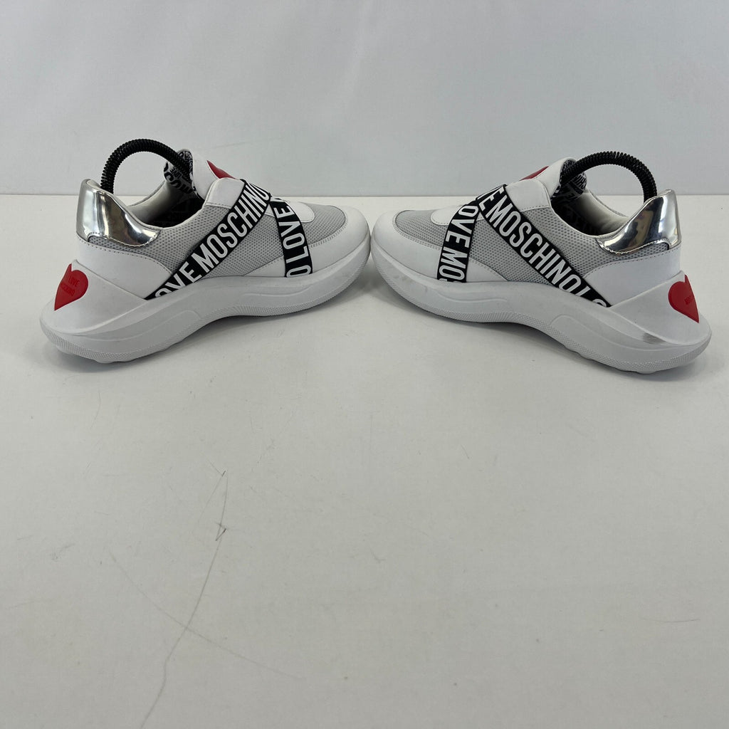 Love Moschino Heart Trainers size UK 5 EU 3 Women Low Top Slip On White Sneakers