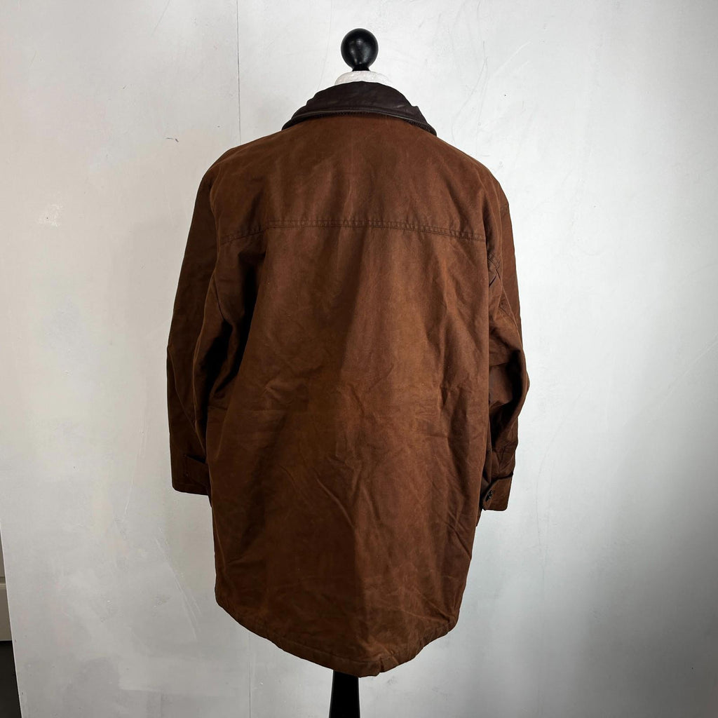 Paul R Smith Halifax Men's Wax Jacket Brown Leather Collar Waxed Cotton size 42S