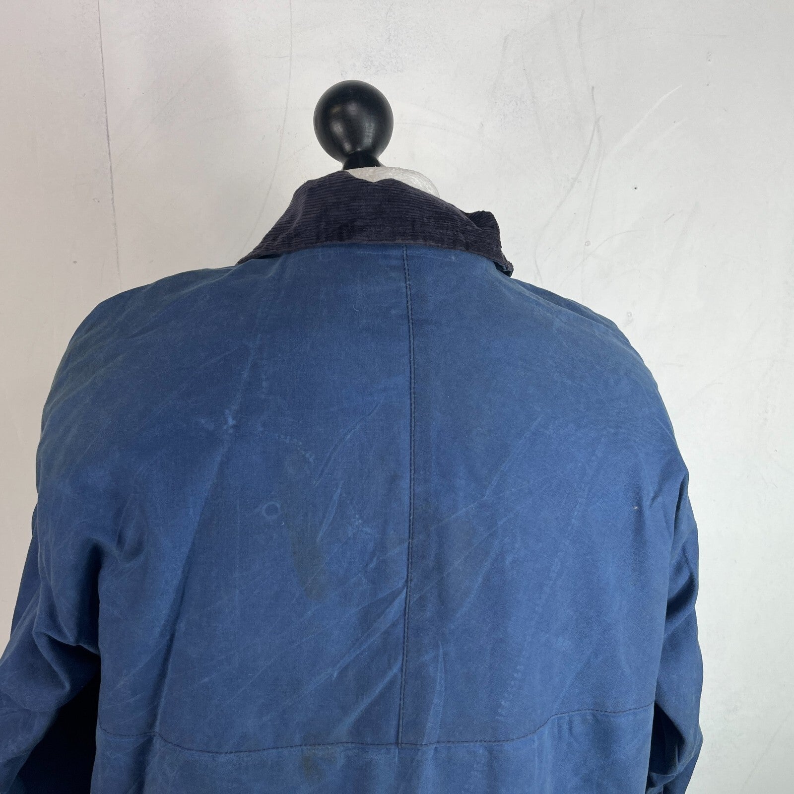 Portman Wax Jacket in Blue  Corduroy Collar size Small