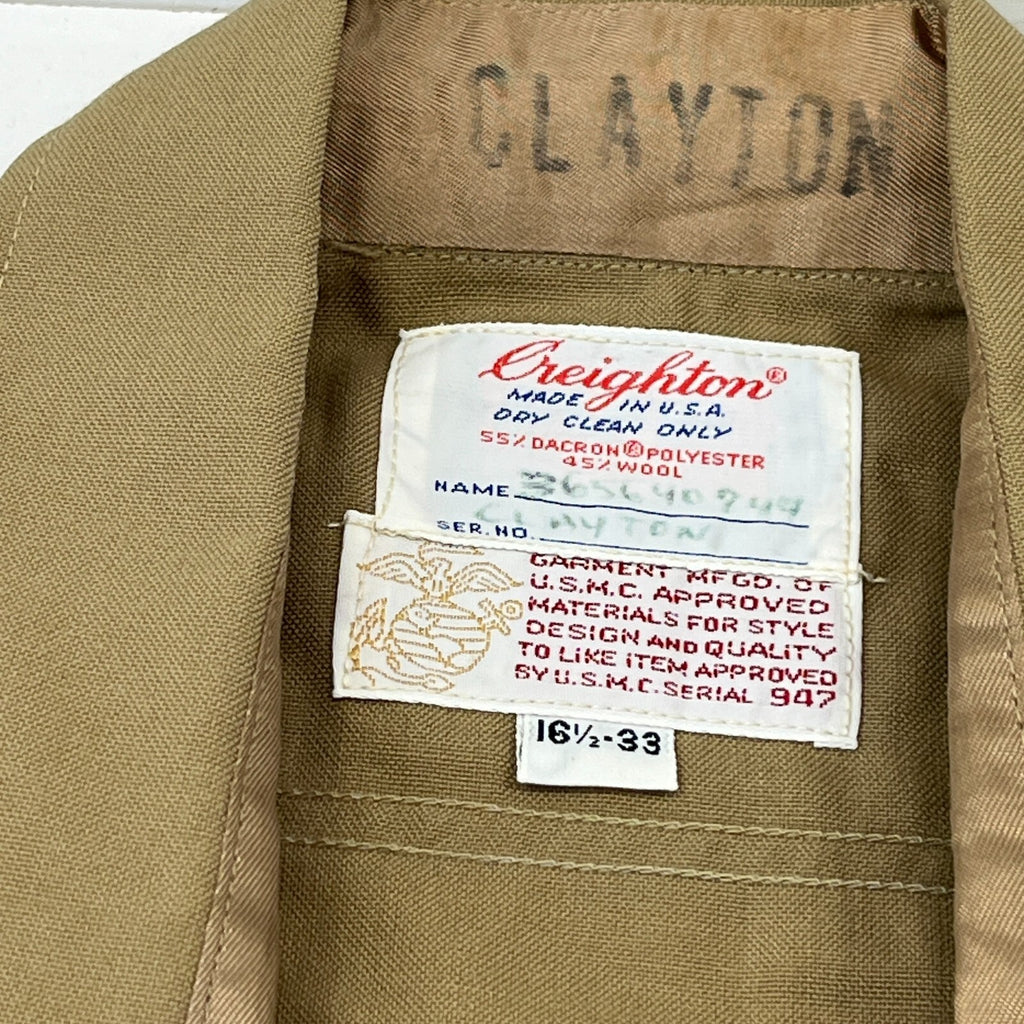 Vintage American Marines Military Long Sleeve Cotton Shirt Khaki Brown size XL