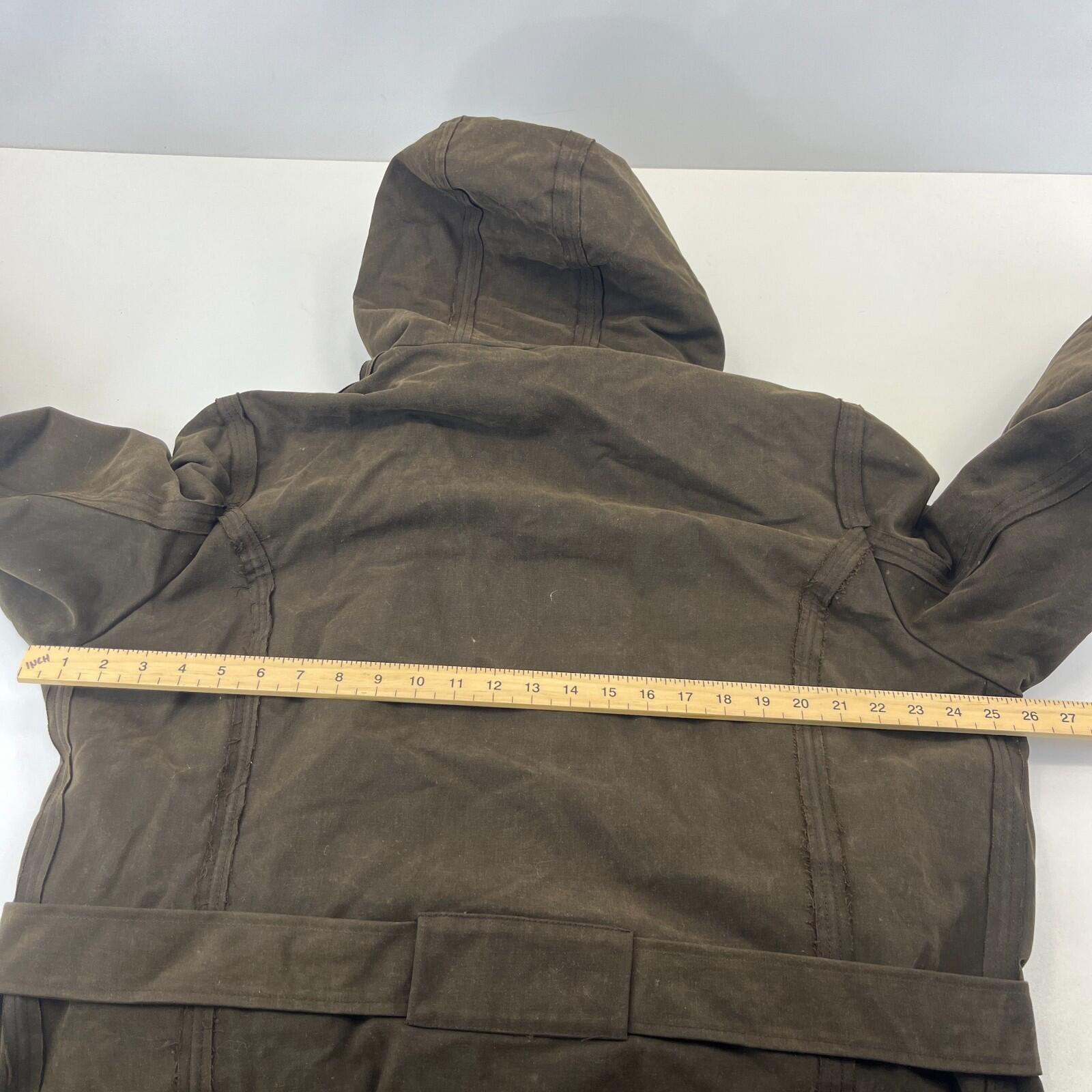 Rare Iesse Industrie Heavy Wax Denim Coat Brown & Removable Faux Fur Liner EU 50