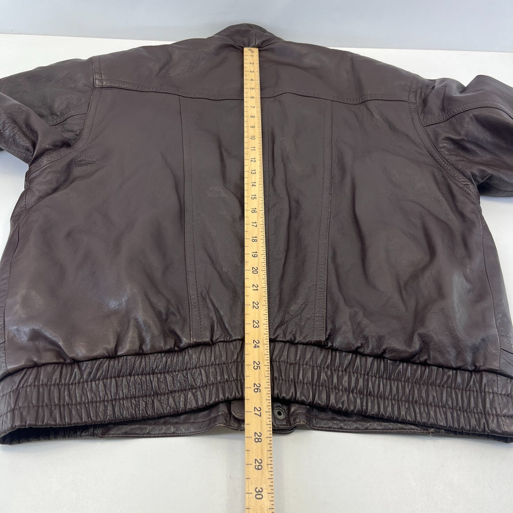 Mens Vintage Burton Brown Leather Bomber Jacket size Large